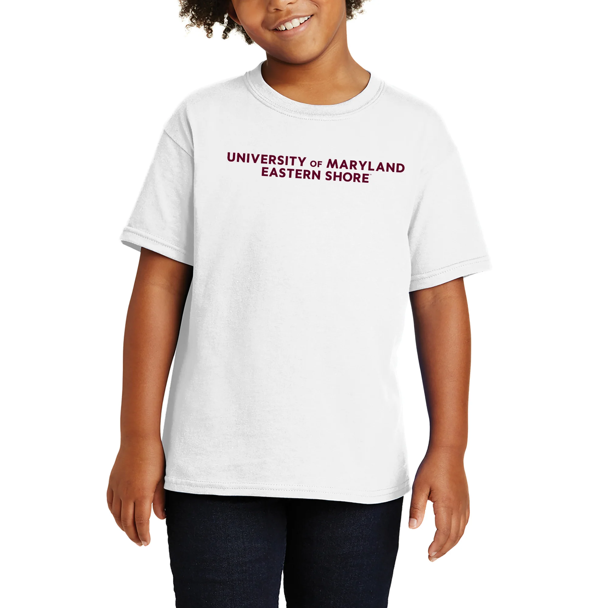 Maryland Eastern Shore Hawks Basic Block Youth T-Shirt - White - Image 4