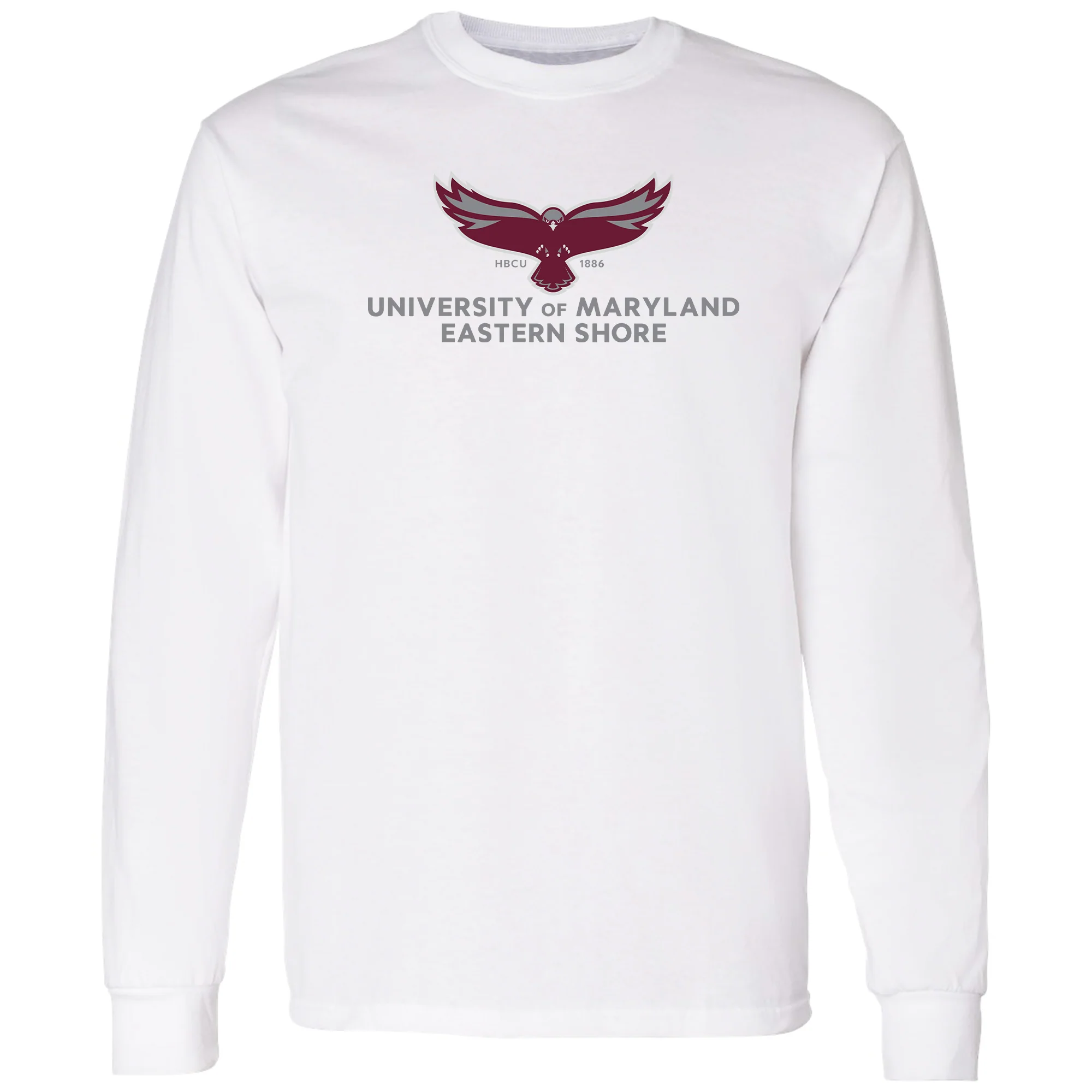 Maryland Eastern Shore Hawks Primary Logo Long Sleeve - White