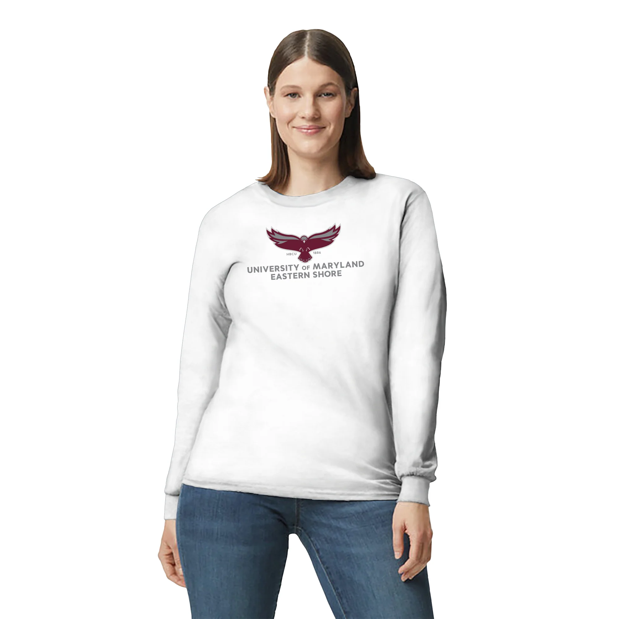 Maryland Eastern Shore Hawks Primary Logo Long Sleeve - White - Image 4