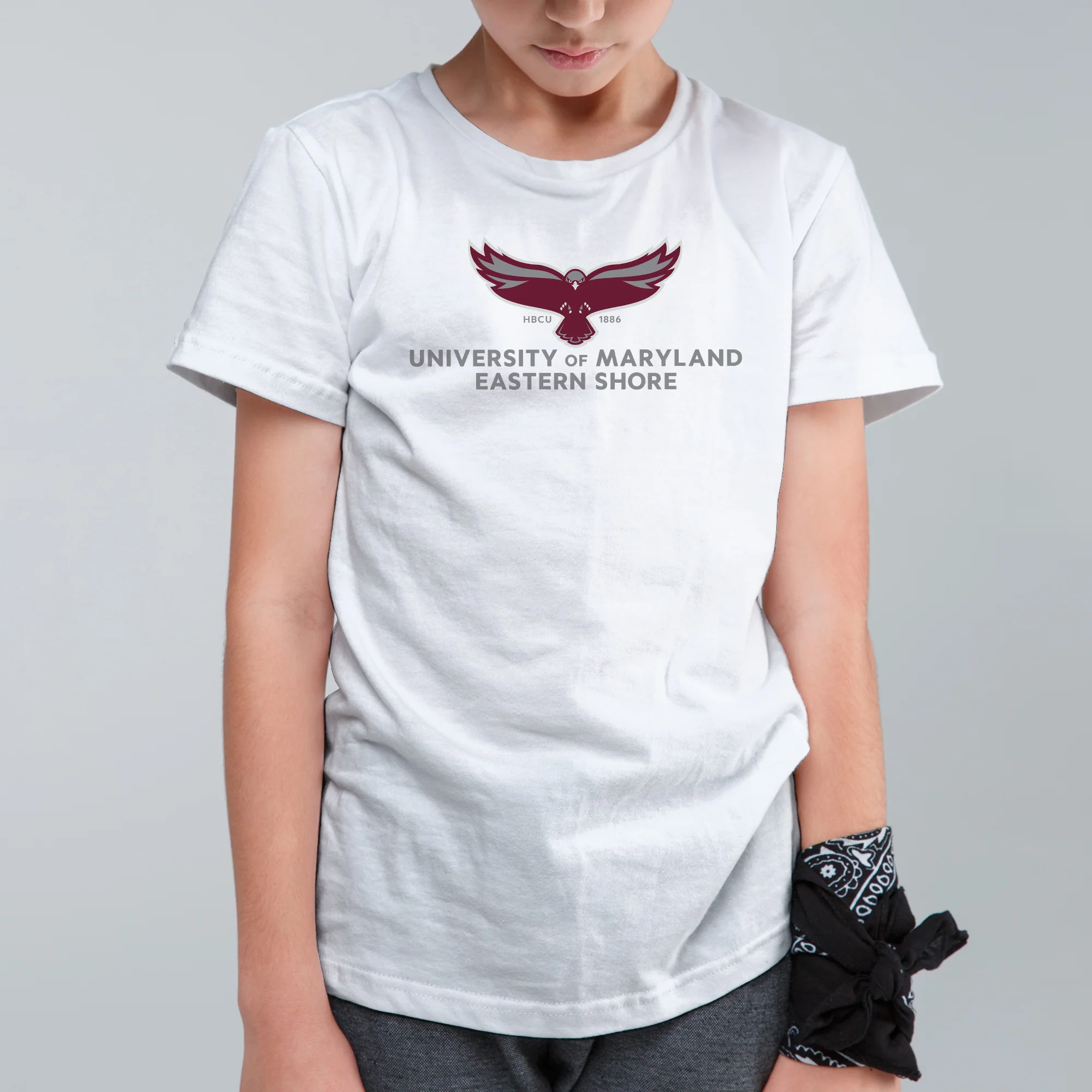 Maryland Eastern Shore Hawks Primary Logo Youth T-Shirt - White - Image 3