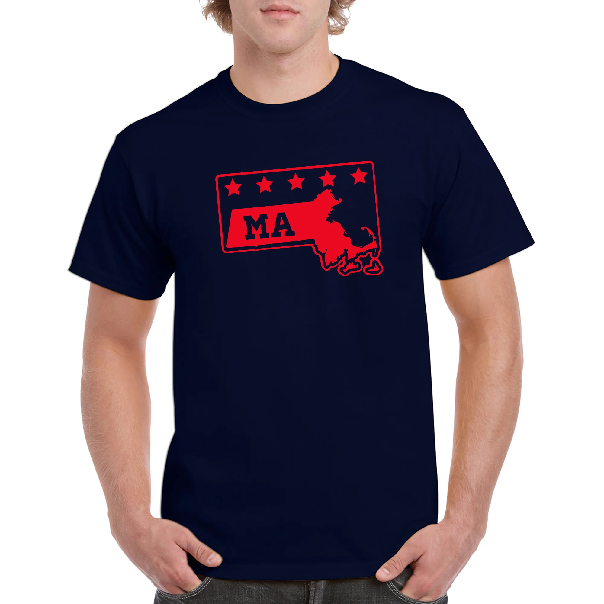 Massachusetts Stars T-Shirt - Navy - Image 3