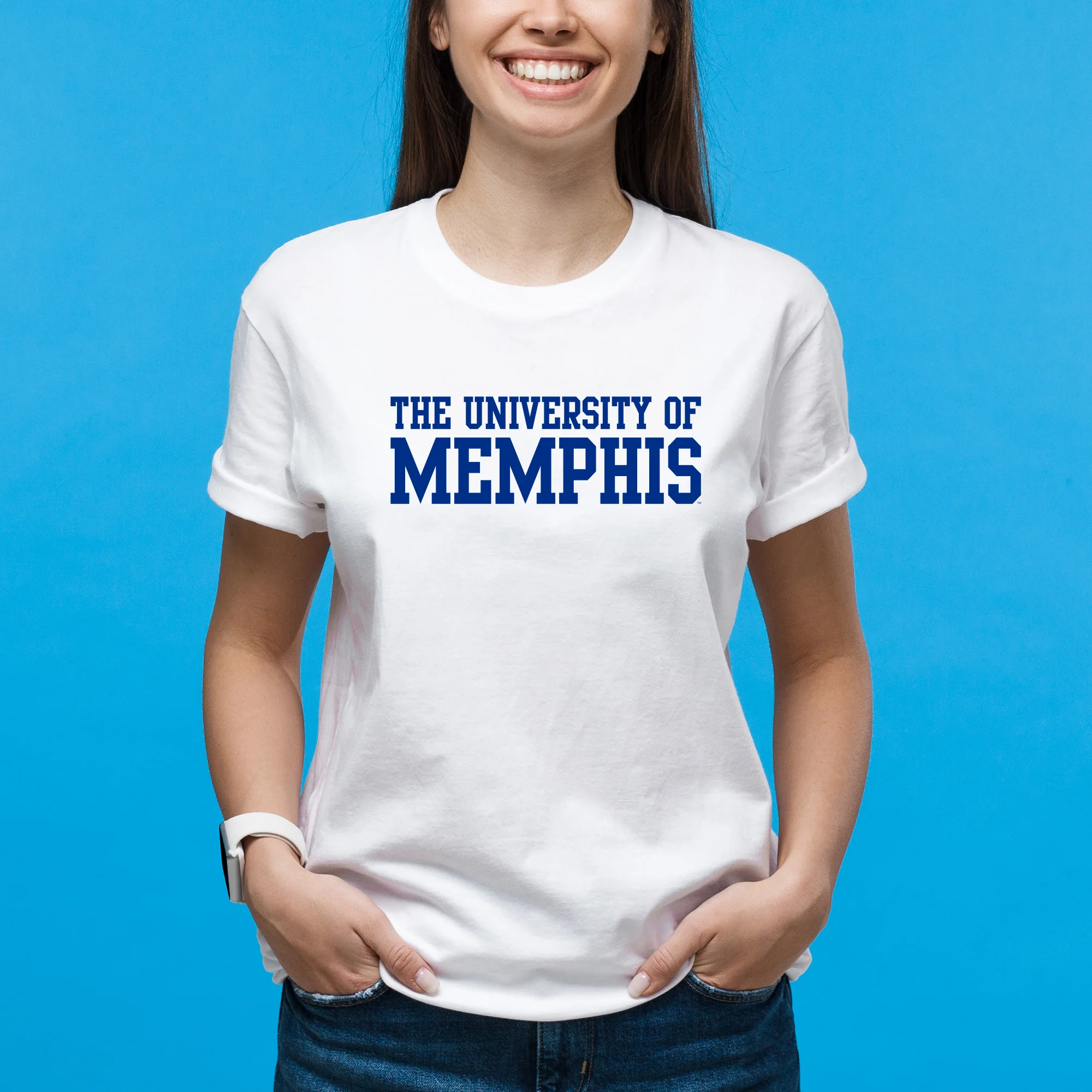 Memphis Tigers Basic Block Short Sleeve T-Shirt - White - Image 4