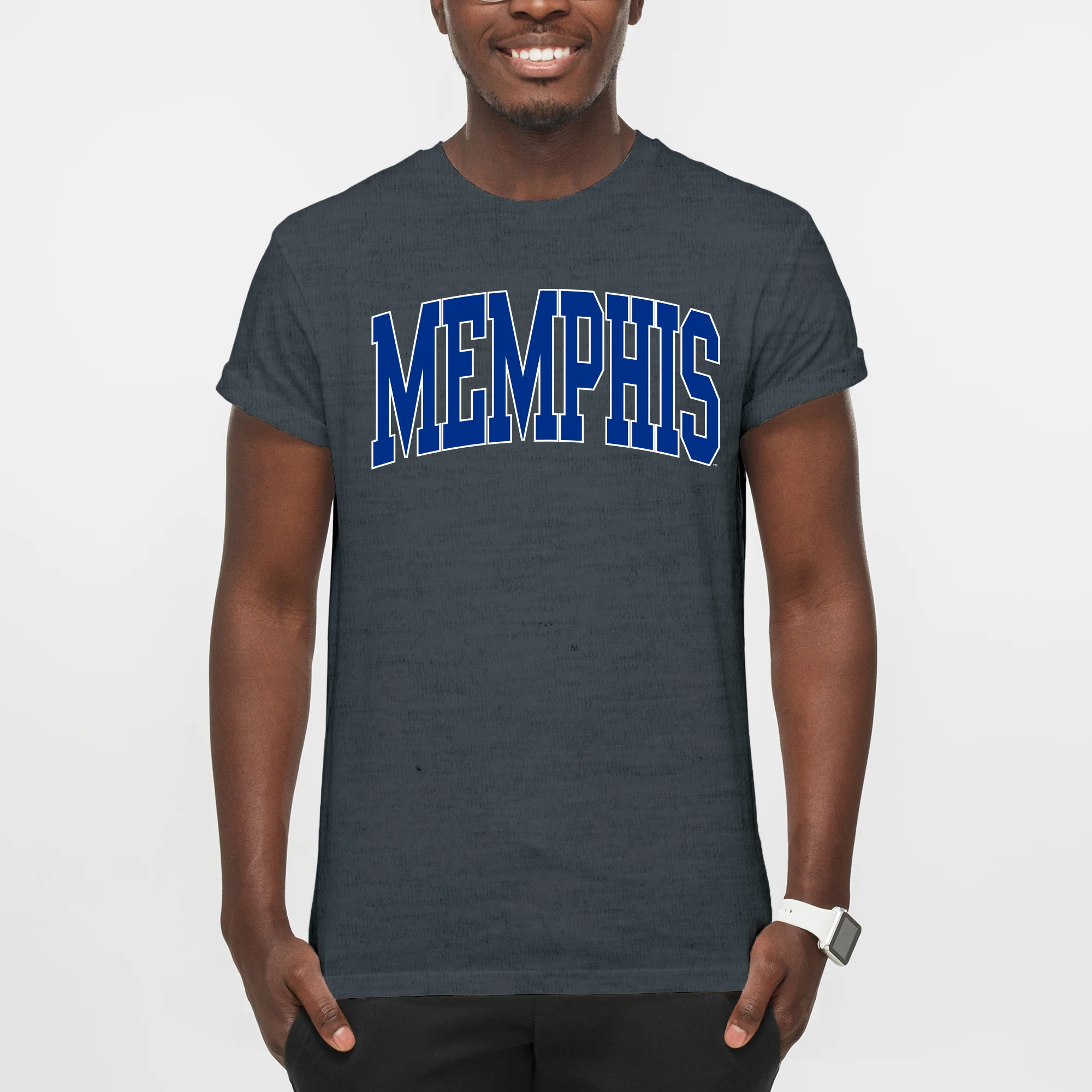 Memphis Tigers Mega Arch T-Shirt - Dark Heather - Image 3