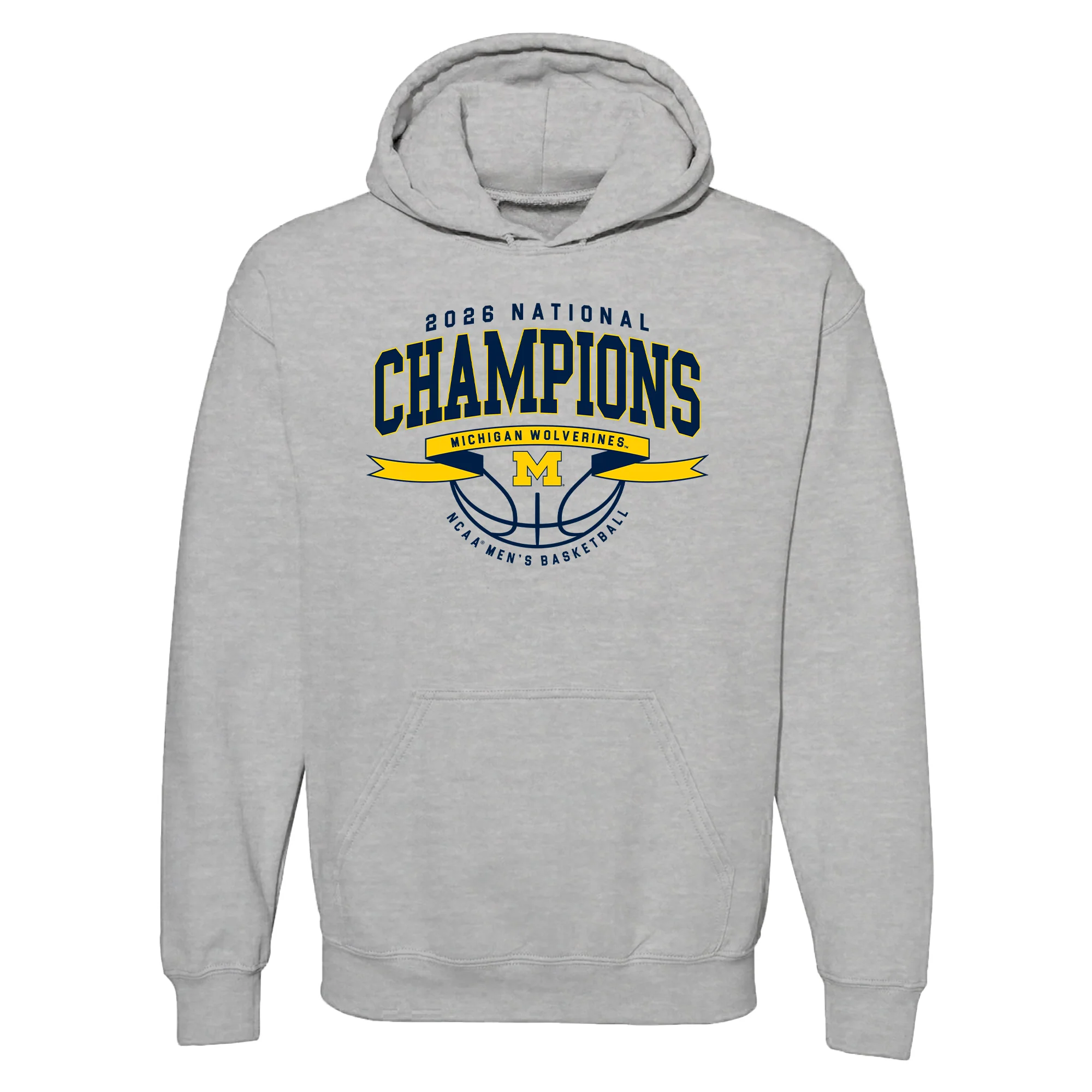 Michigan 2026 Basketball National Champions Ribbon Wings Hoodie - Sport Grey