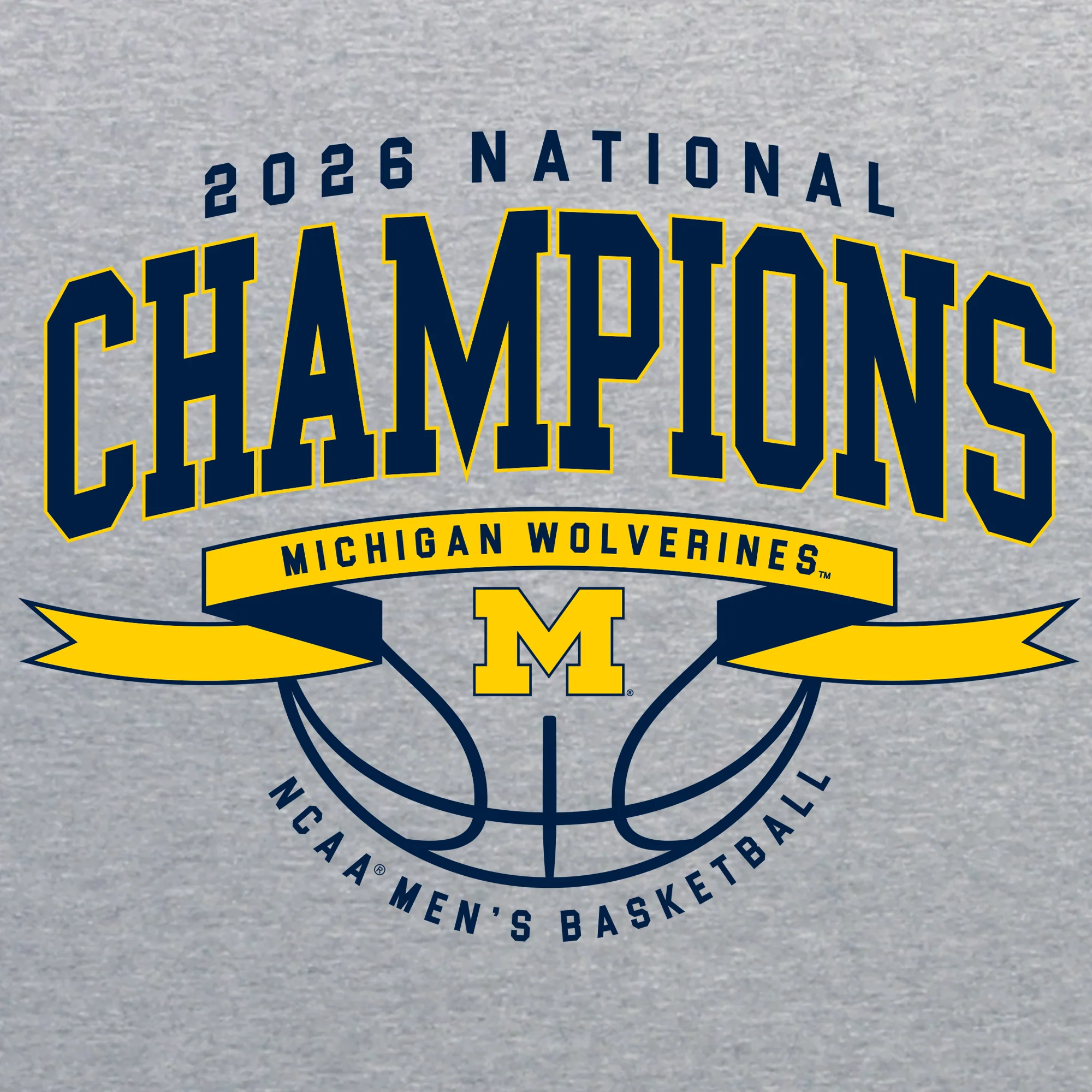 Michigan 2026 Basketball National Champions Ribbon Wings Hoodie - Sport Grey - Image 2