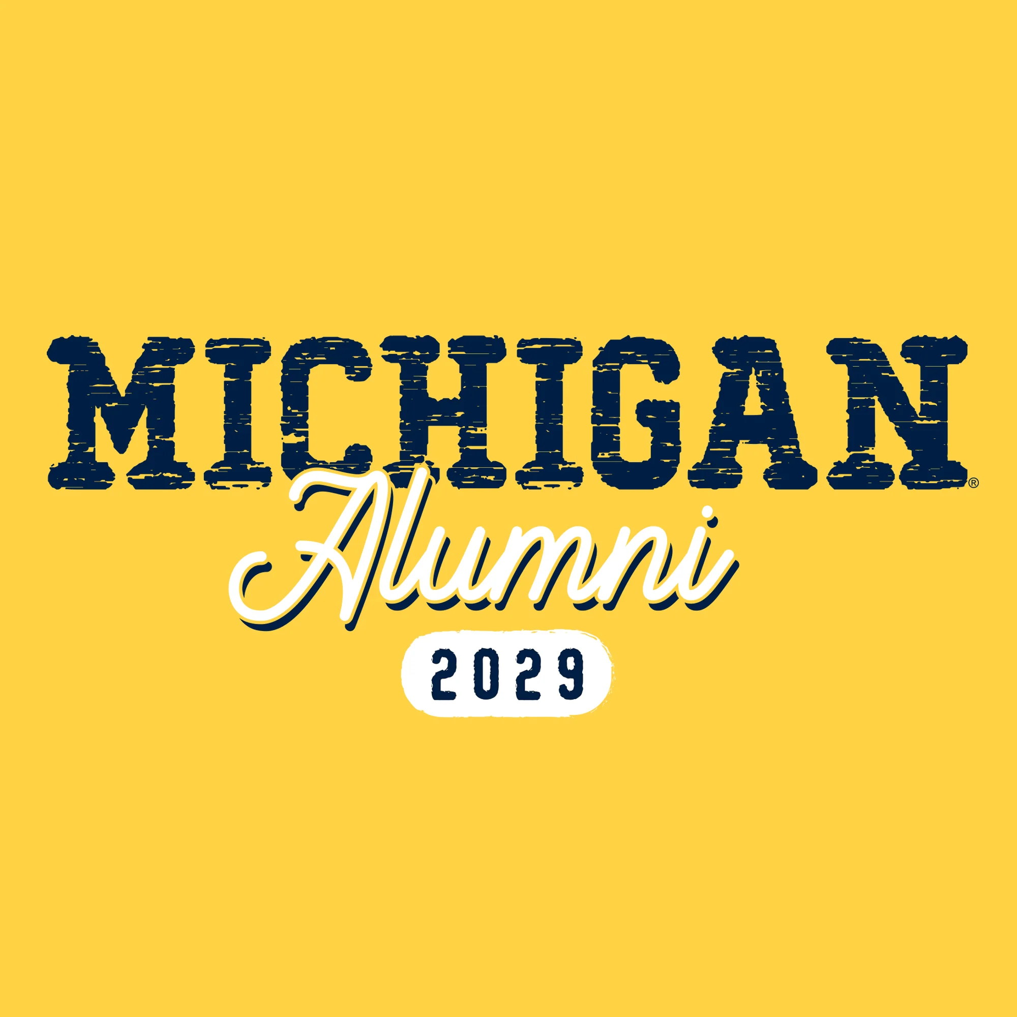 Michigan Alumni Vintage Tag 2029 T-Shirt - Maize - Image 2