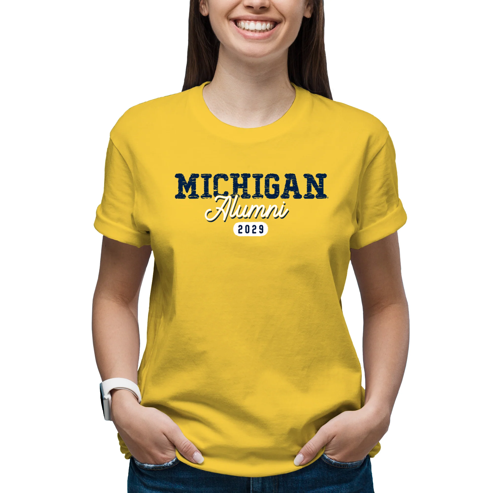 Michigan Alumni Vintage Tag 2029 T-Shirt - Maize - Image 4
