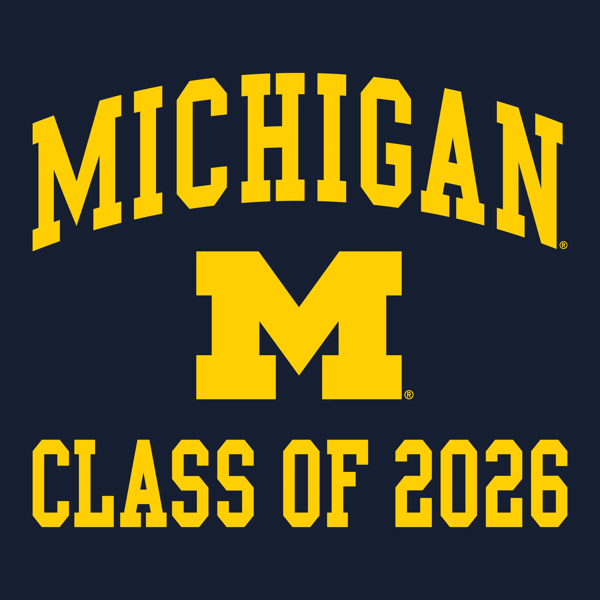 Michigan Arch Logo Class of 2026 T-Shirt - Navy - Image 2