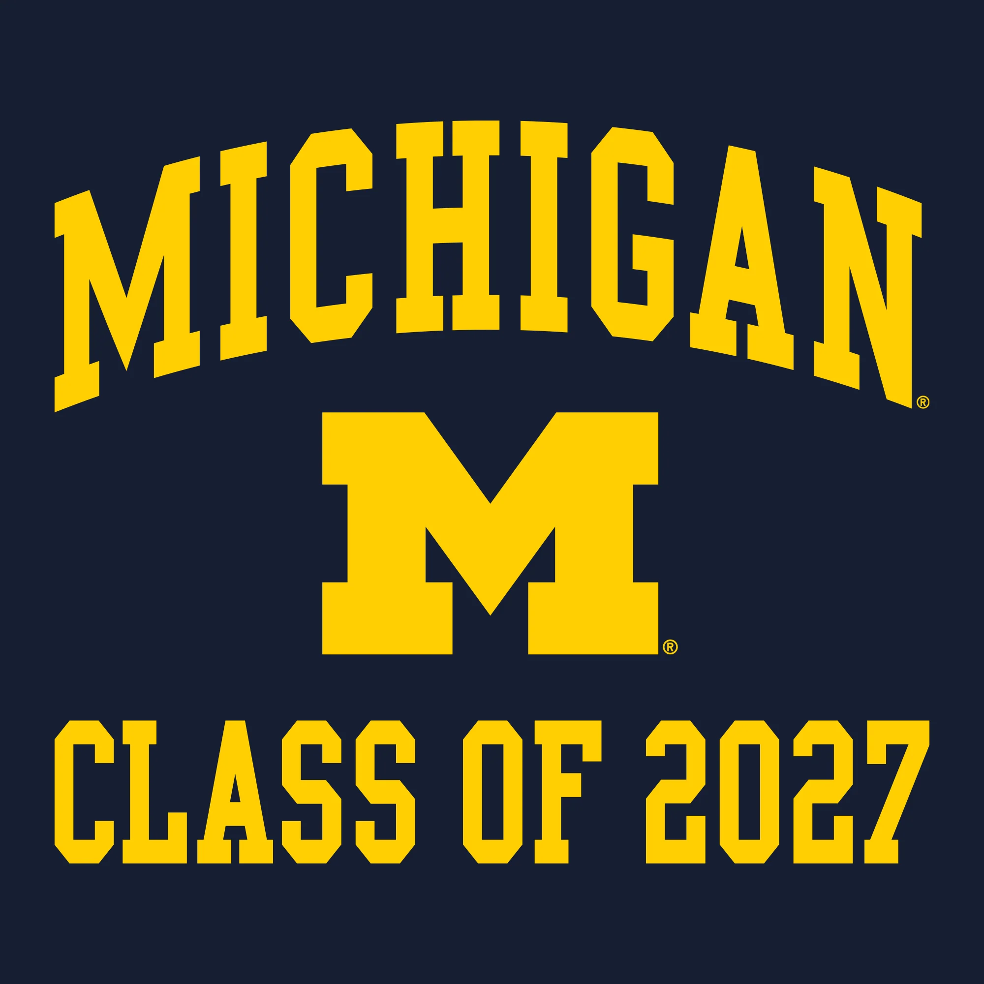Michigan Arch Logo Class of 2027 T-Shirt - Navy - Image 2