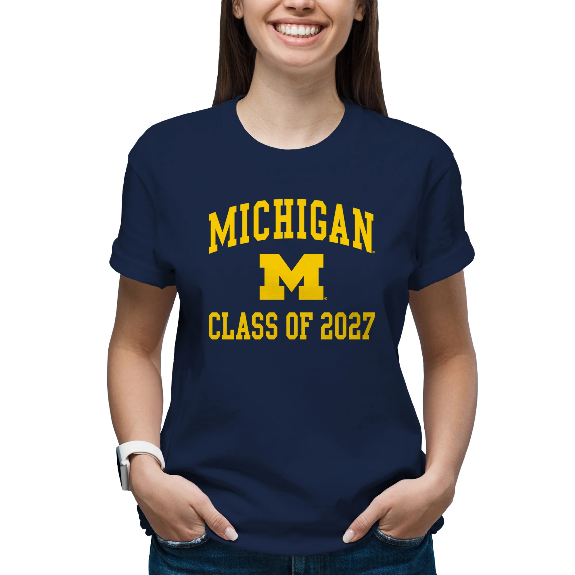 Michigan Arch Logo Class of 2027 T-Shirt - Navy - Image 4