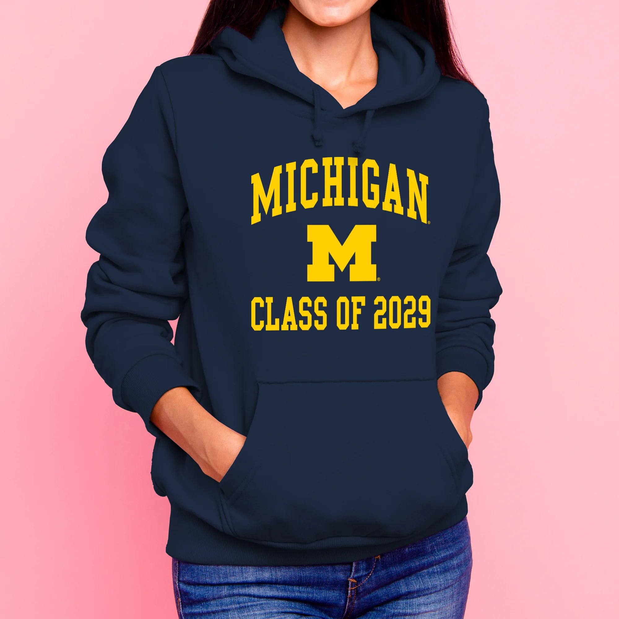 Michigan Arch Logo Class of 2029 Hoodie - Navy - Image 4