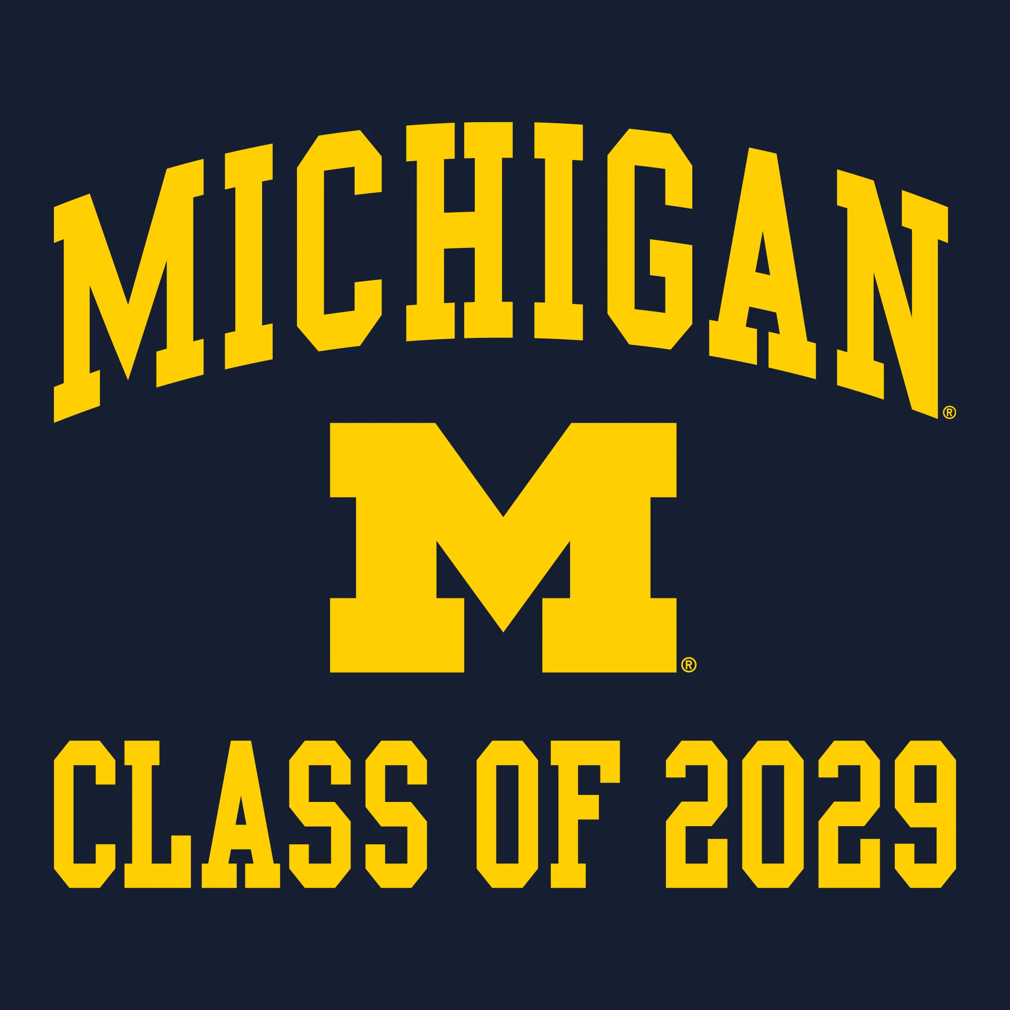 Michigan Arch Logo Class of 2029 T-Shirt - Navy - Image 2
