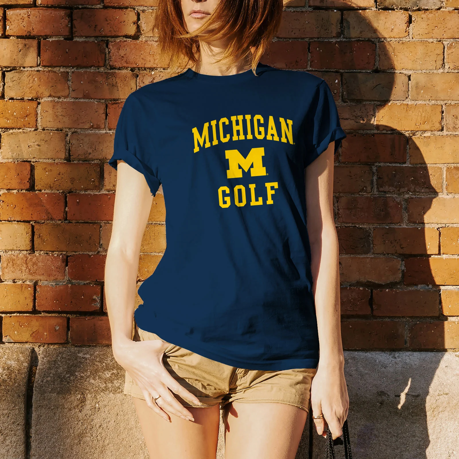 Arch Logo Golf University of Michigan Basic Cotton Short Sleeve T Shirt - Navy - Image 4