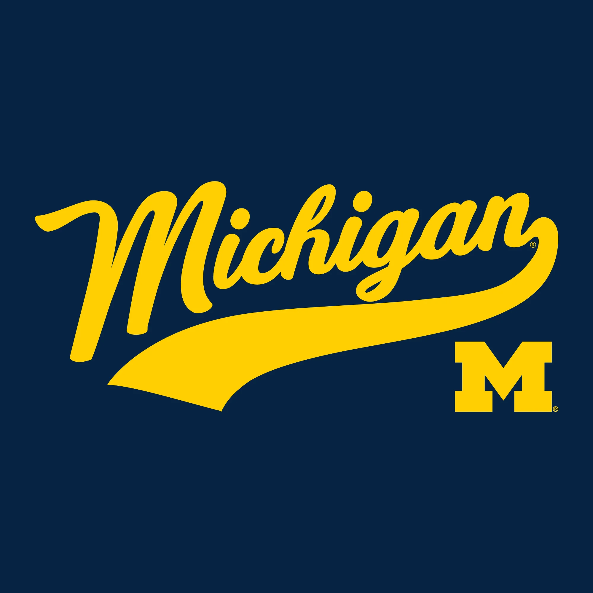 Baseball Jersey Script University of Michigan Basic Cotton Short Sleeve T-Shirt - Navy - Image 2