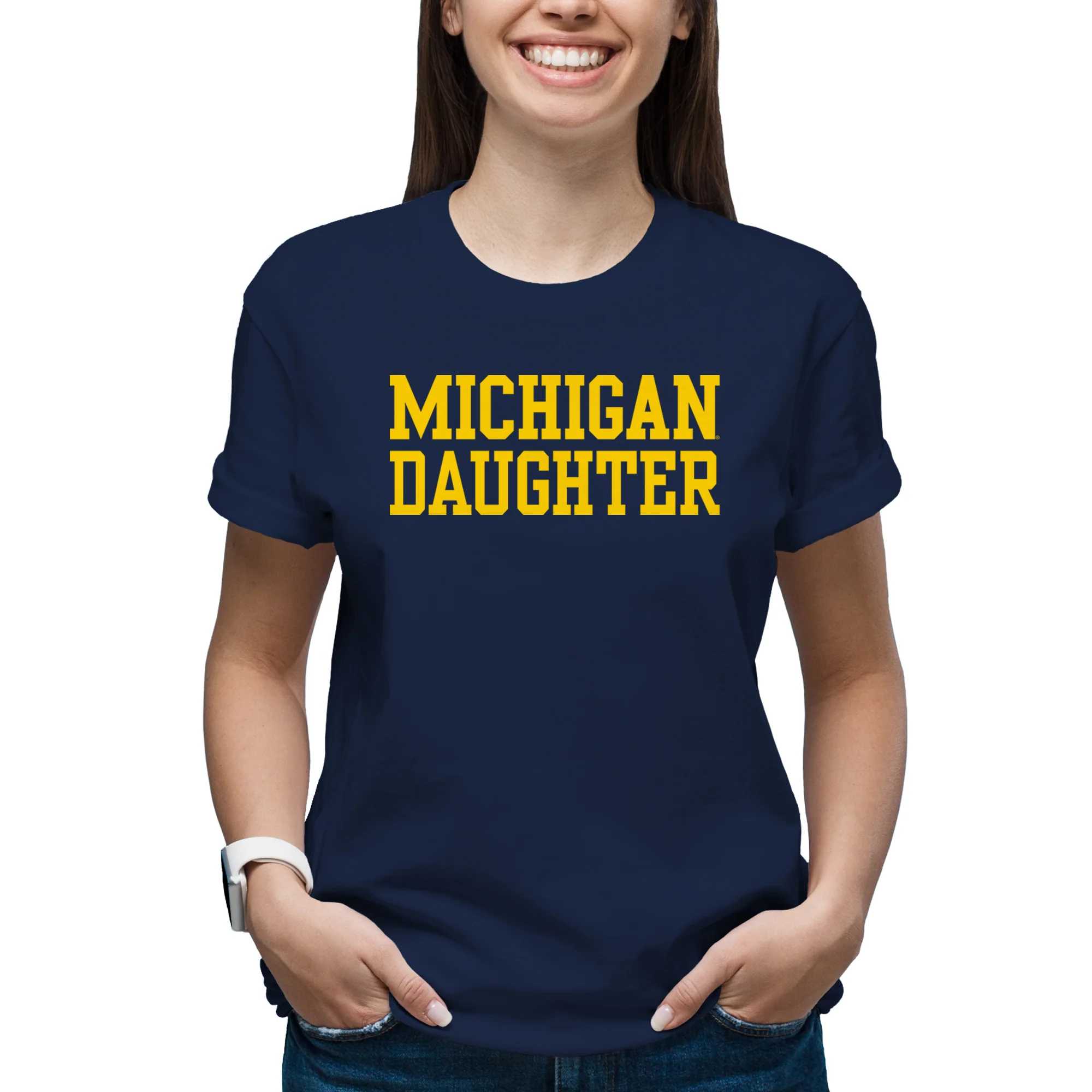 Michigan Basic Block Daughter T-Shirt - Navy - Image 3