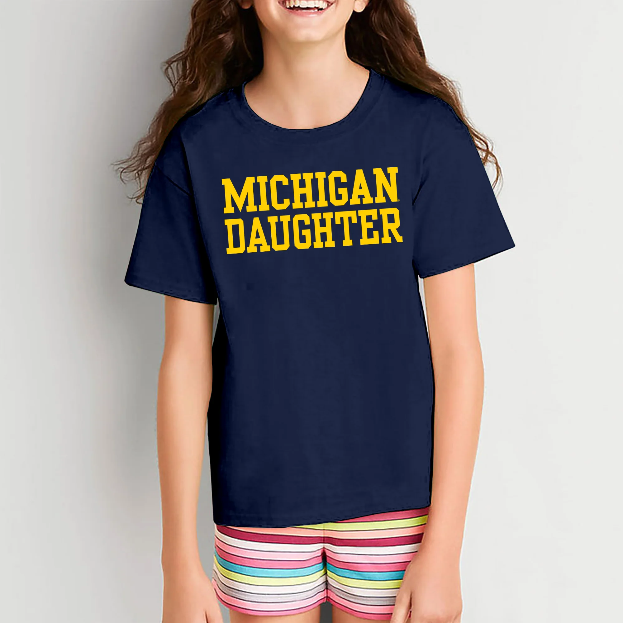 Michigan Basic Block Daughter Youth T-Shirt - Navy - Image 3