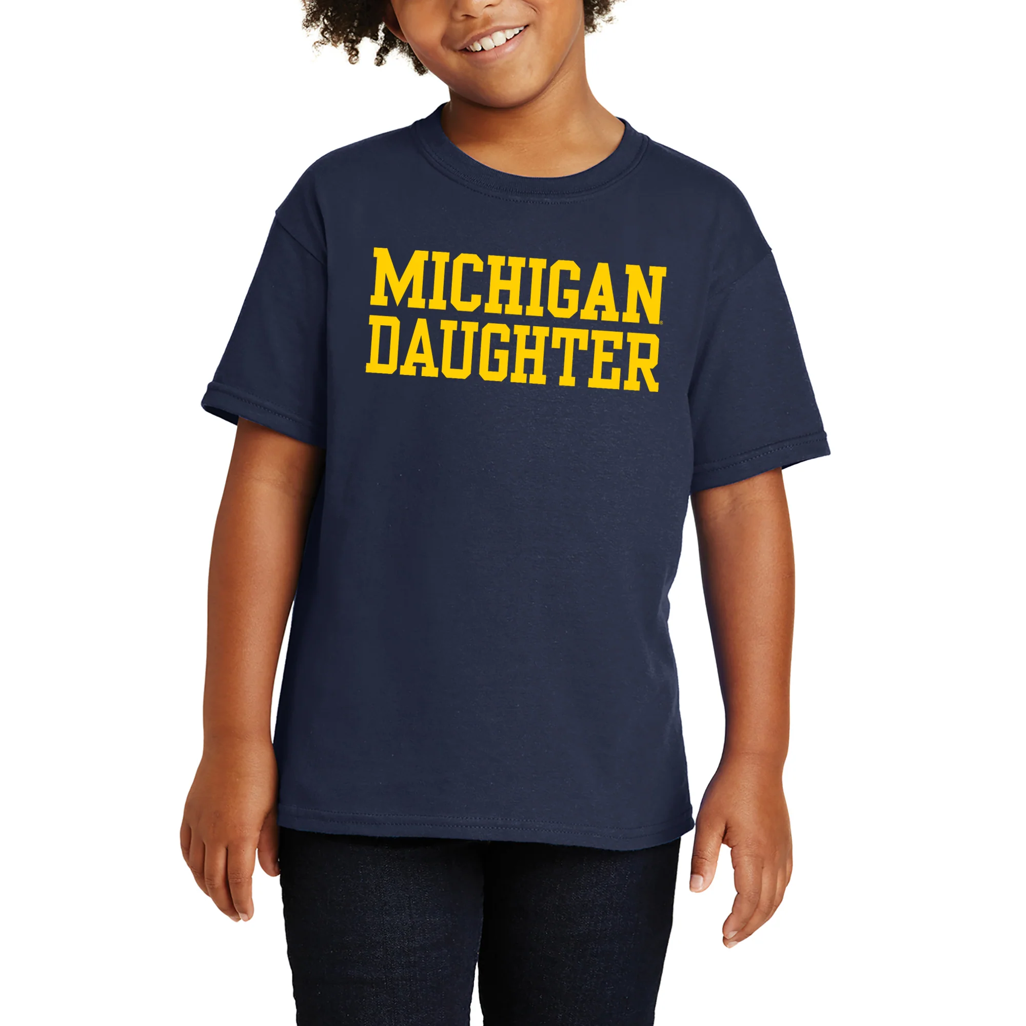 Michigan Basic Block Daughter Youth T-Shirt - Navy - Image 4