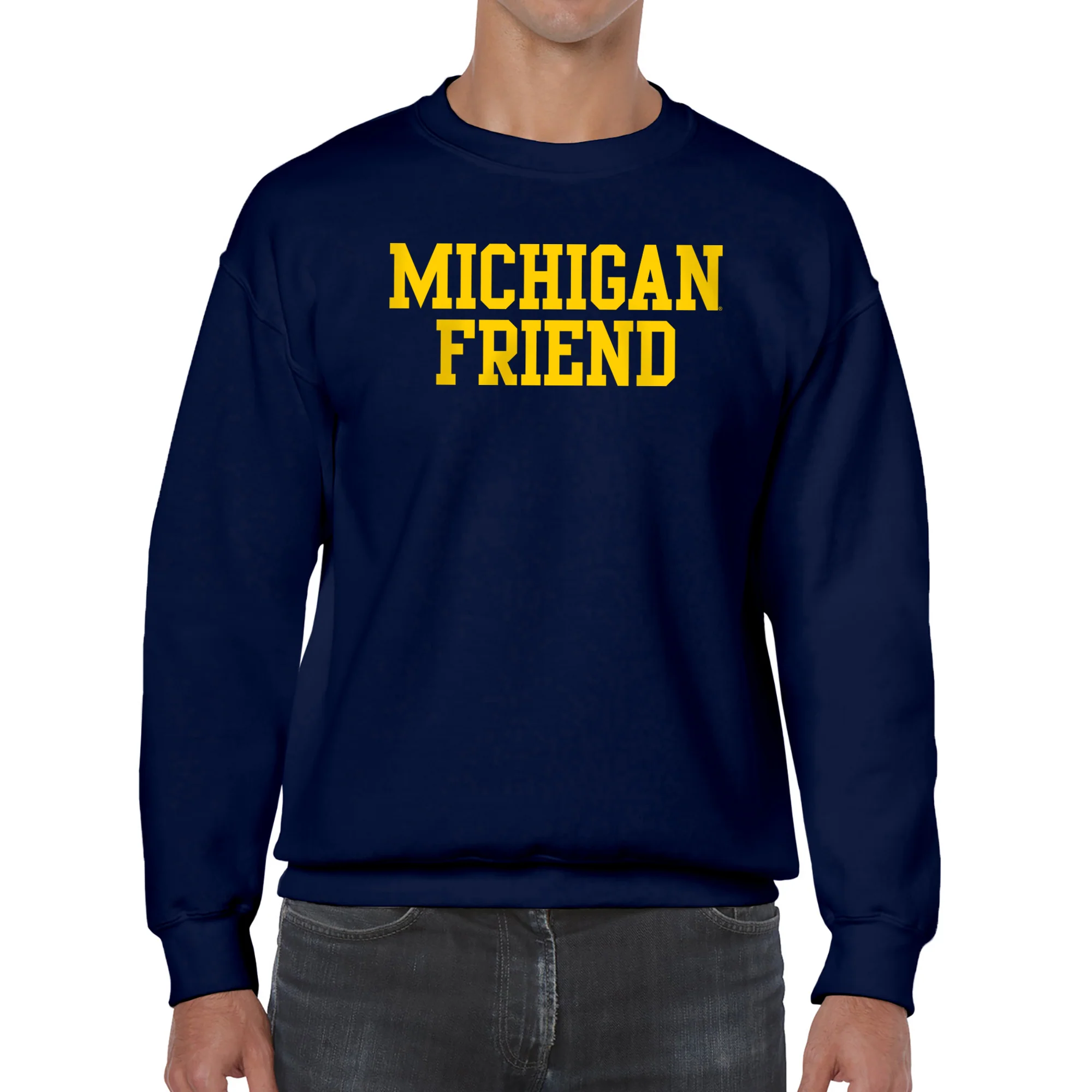 Michigan Basic Block Friend Crewneck Sweatshirt - Navy - Image 3