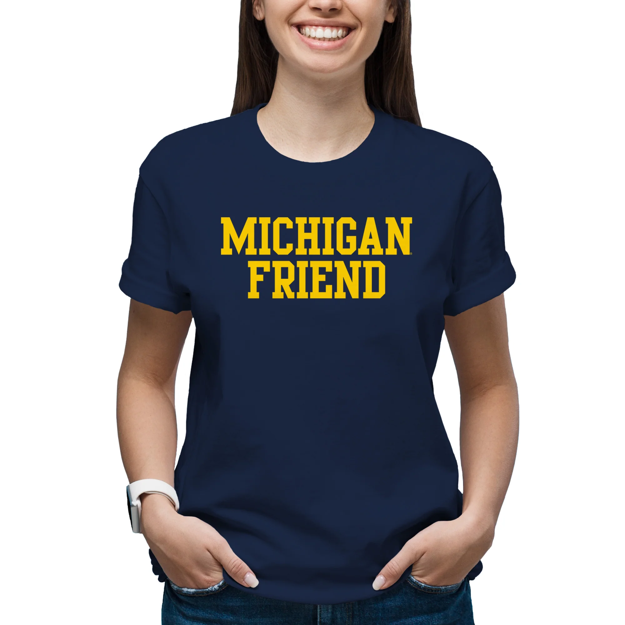 Michigan Basic Block Friend T-Shirt - Navy - Image 4