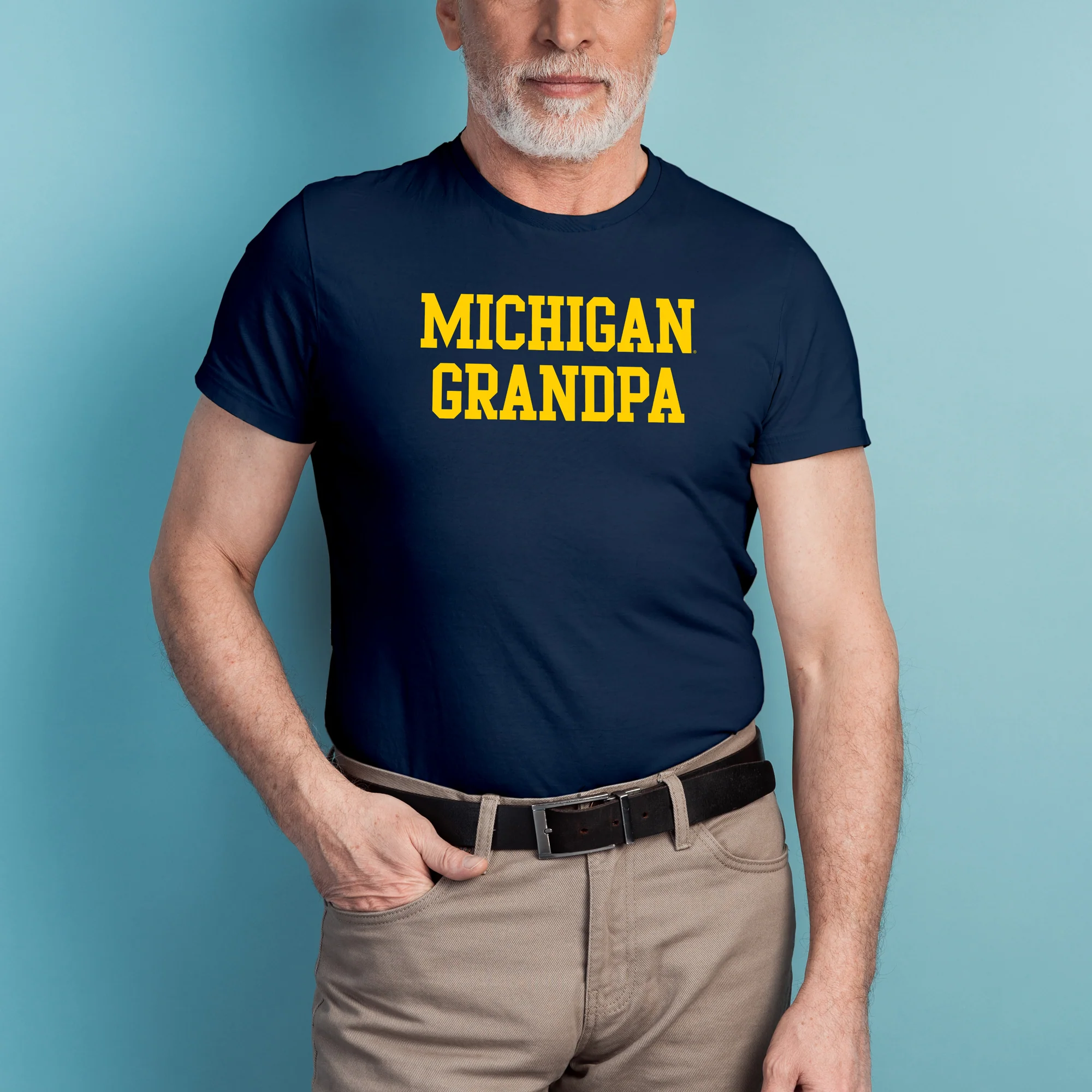 Michigan Basic Block Grandpa T-Shirt - Navy - Image 3