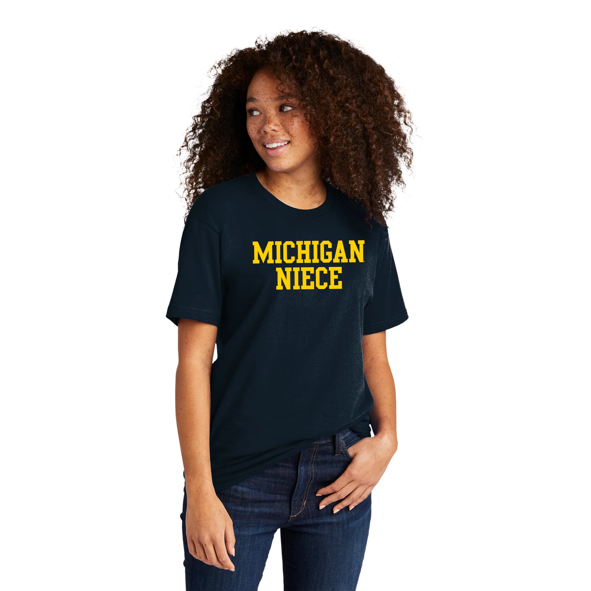 Michigan Basic Block Niece NLA T-Shirt - Midnight Navy - Image 3