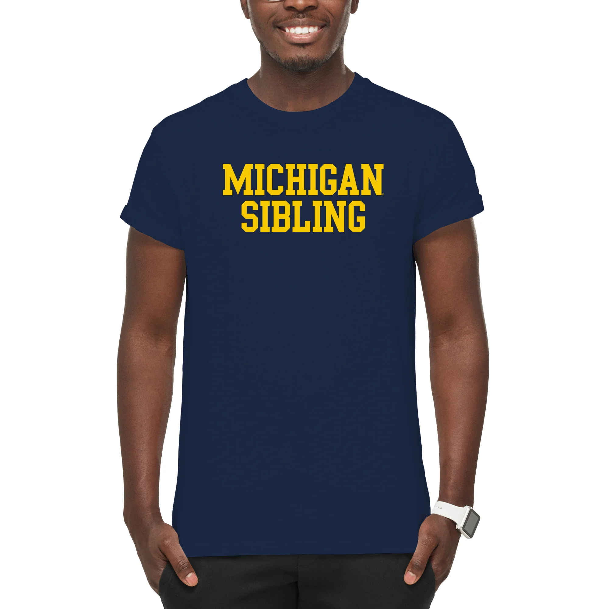 Michigan Basic Block Sibling T-Shirt - Navy - Image 3