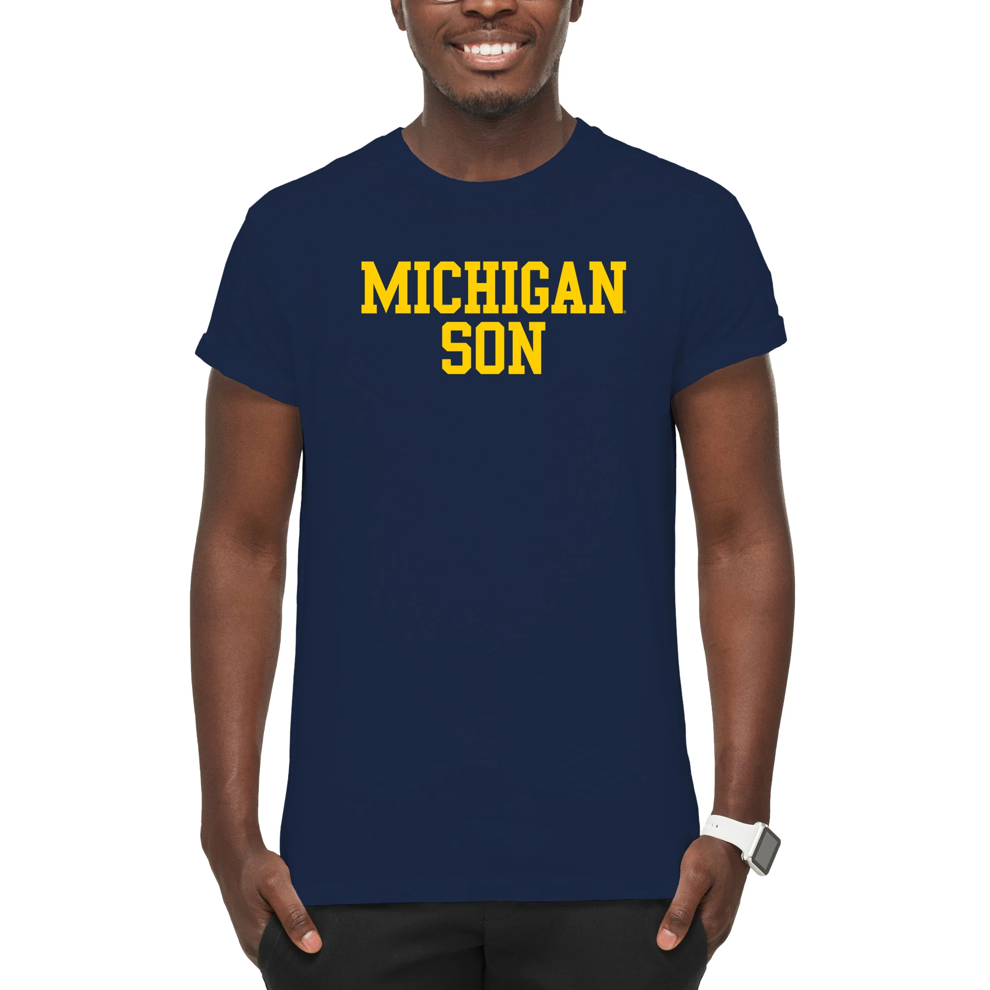 Michigan Basic Block Son T-Shirt - Navy - Image 3