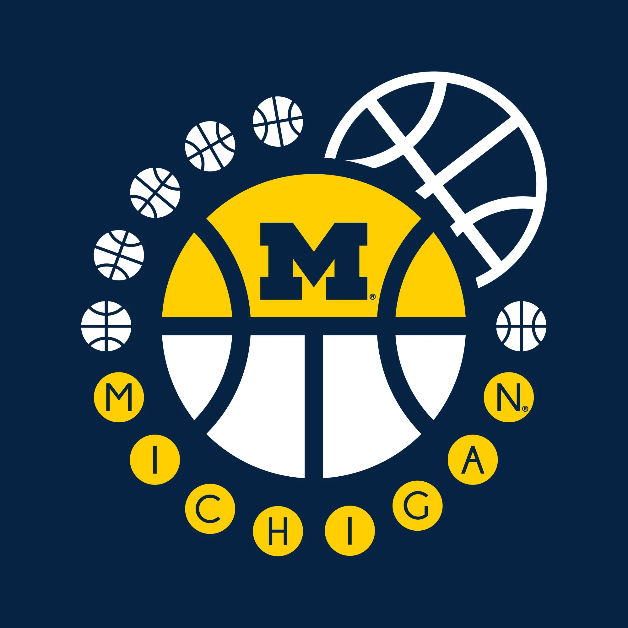 Basketball Orbit University of Michigan Basic Cotton Short Sleeve T Shirt - Navy - Image 2