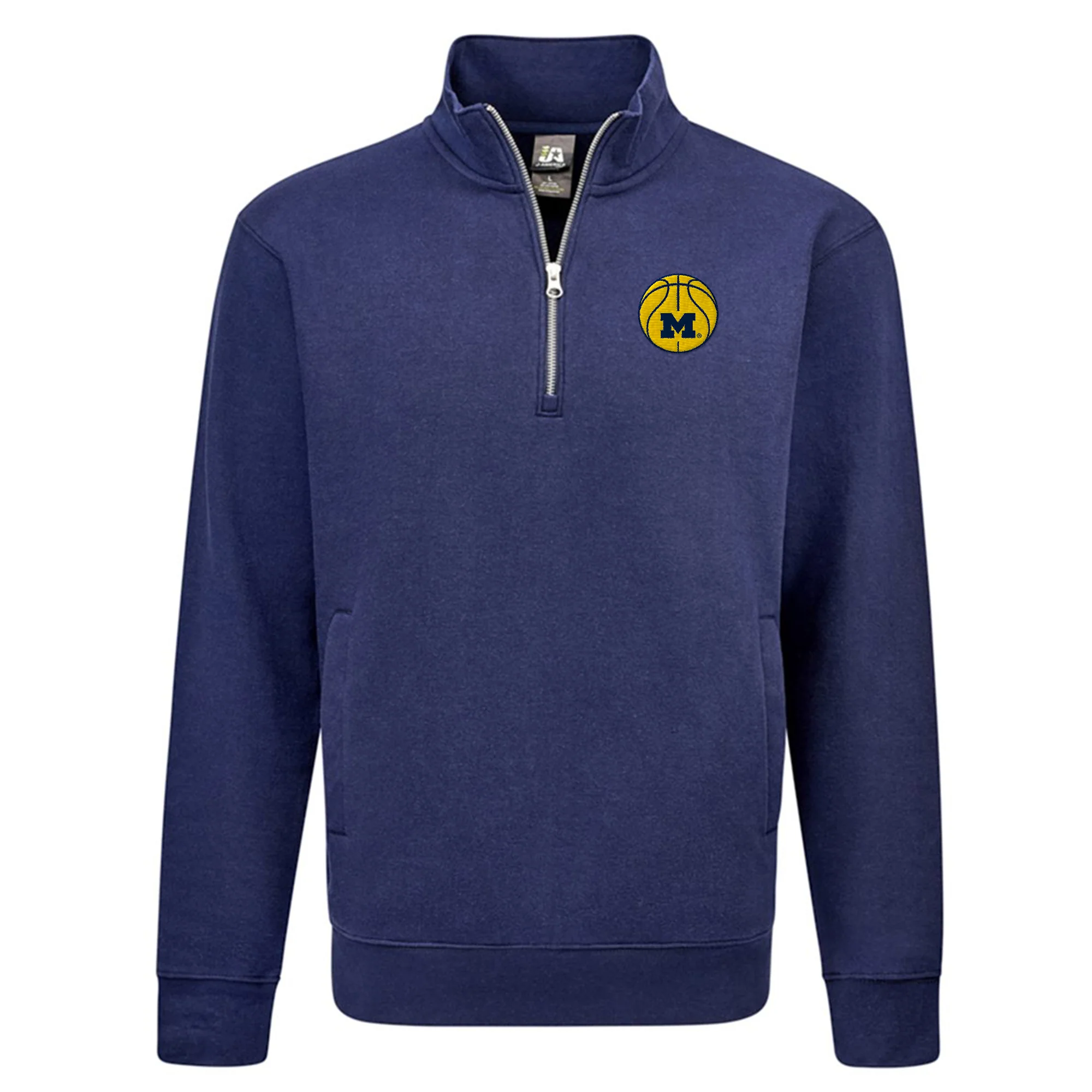 Michigan Basketball Outline LC EMB BTB Quarter Zip Sweatshirt - Navy