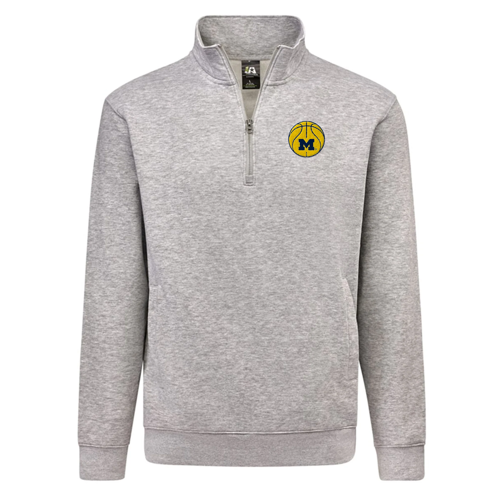 Michigan Basketball Outline LC EMB BTB Quarter Zip Sweatshirt - Oxford