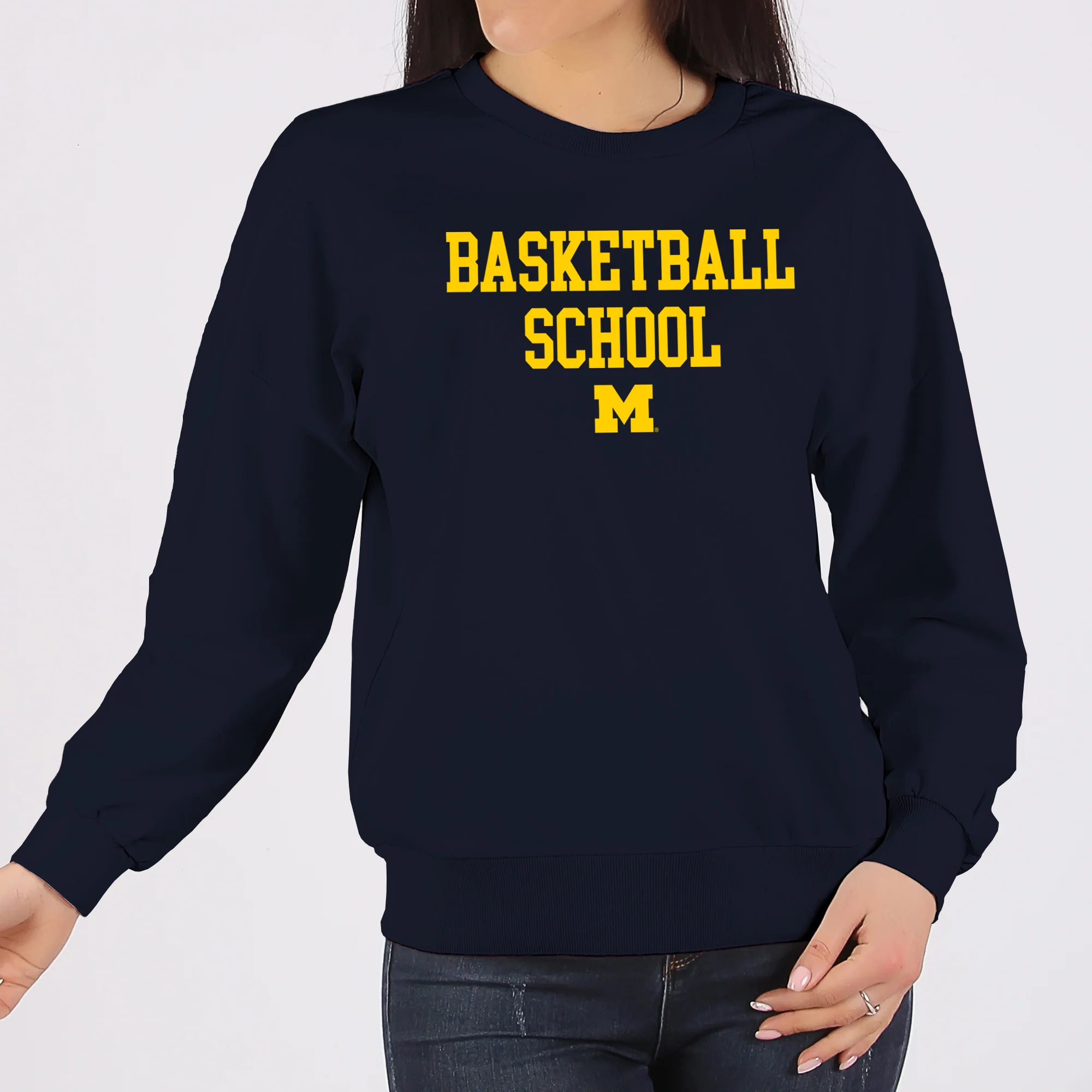 Michigan Basketball School Crewneck - Navy - Image 4