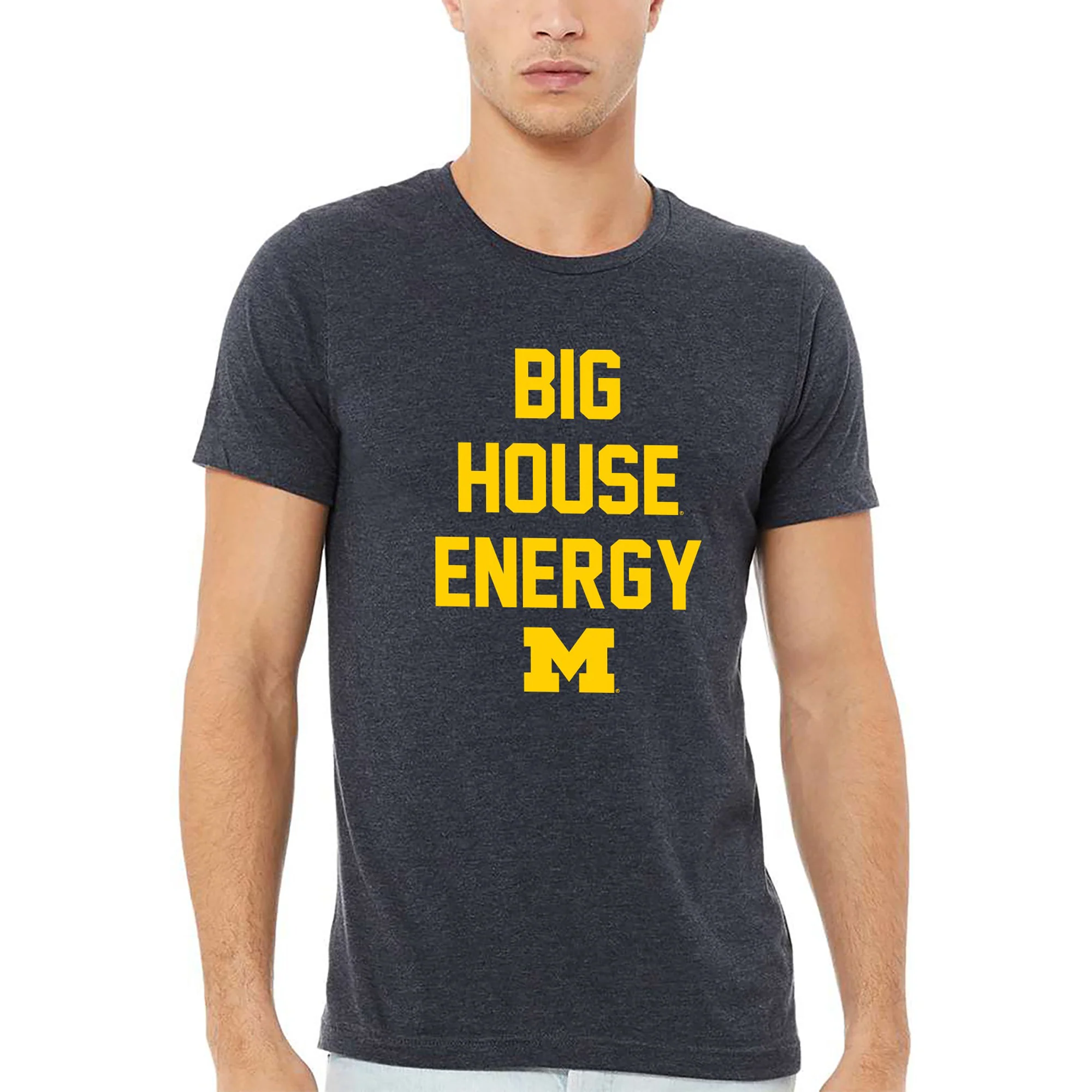 Michigan Big House Energy CVC Jersey T-Shirt - Heather Navy - Image 3