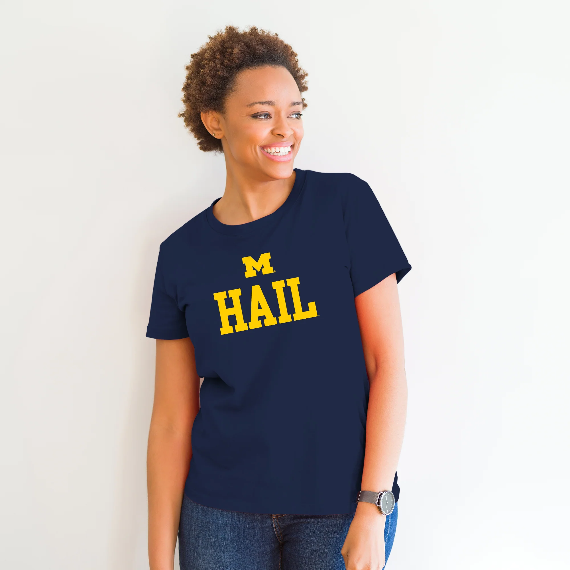 Michigan Block M Hail T-Shirt - Navy - Image 4