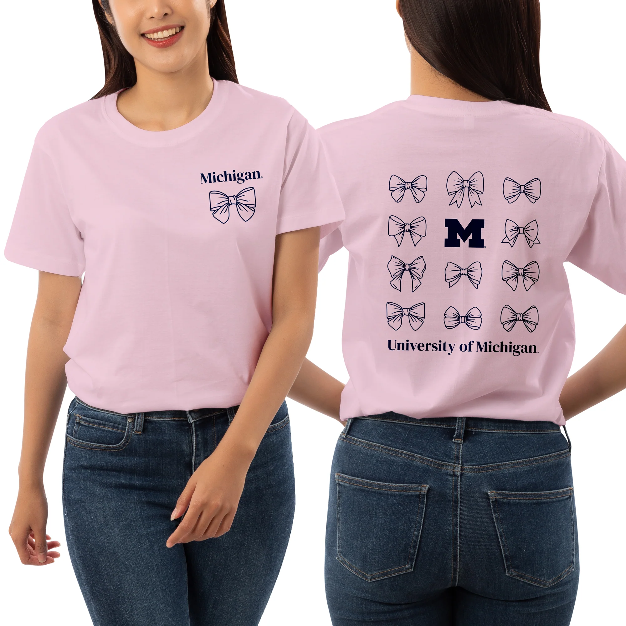 Michigan Bow Bliss T-Shirt - Light Pink - Image 3