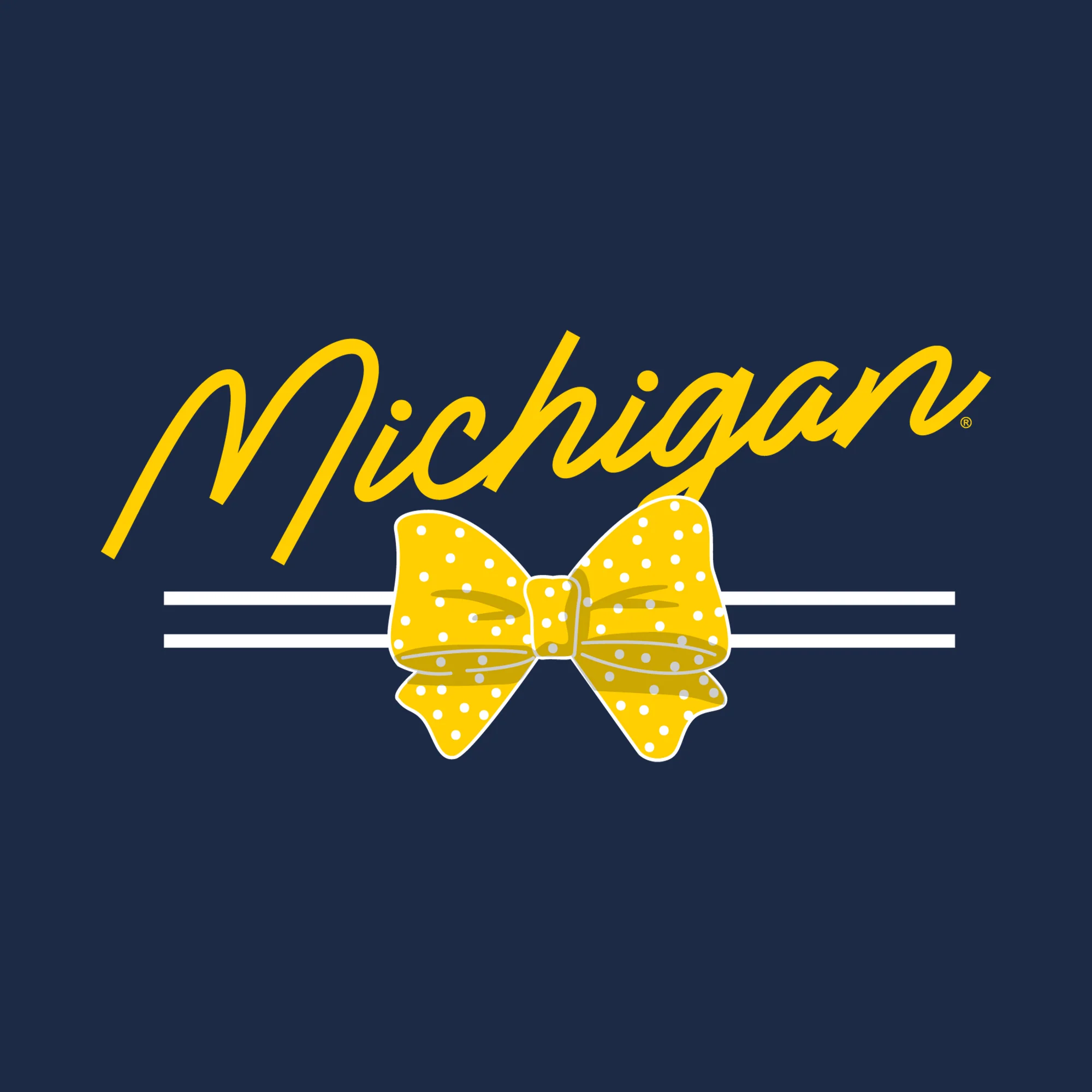 Michigan Bow Script Womens Long Sleeve - Navy - Image 2