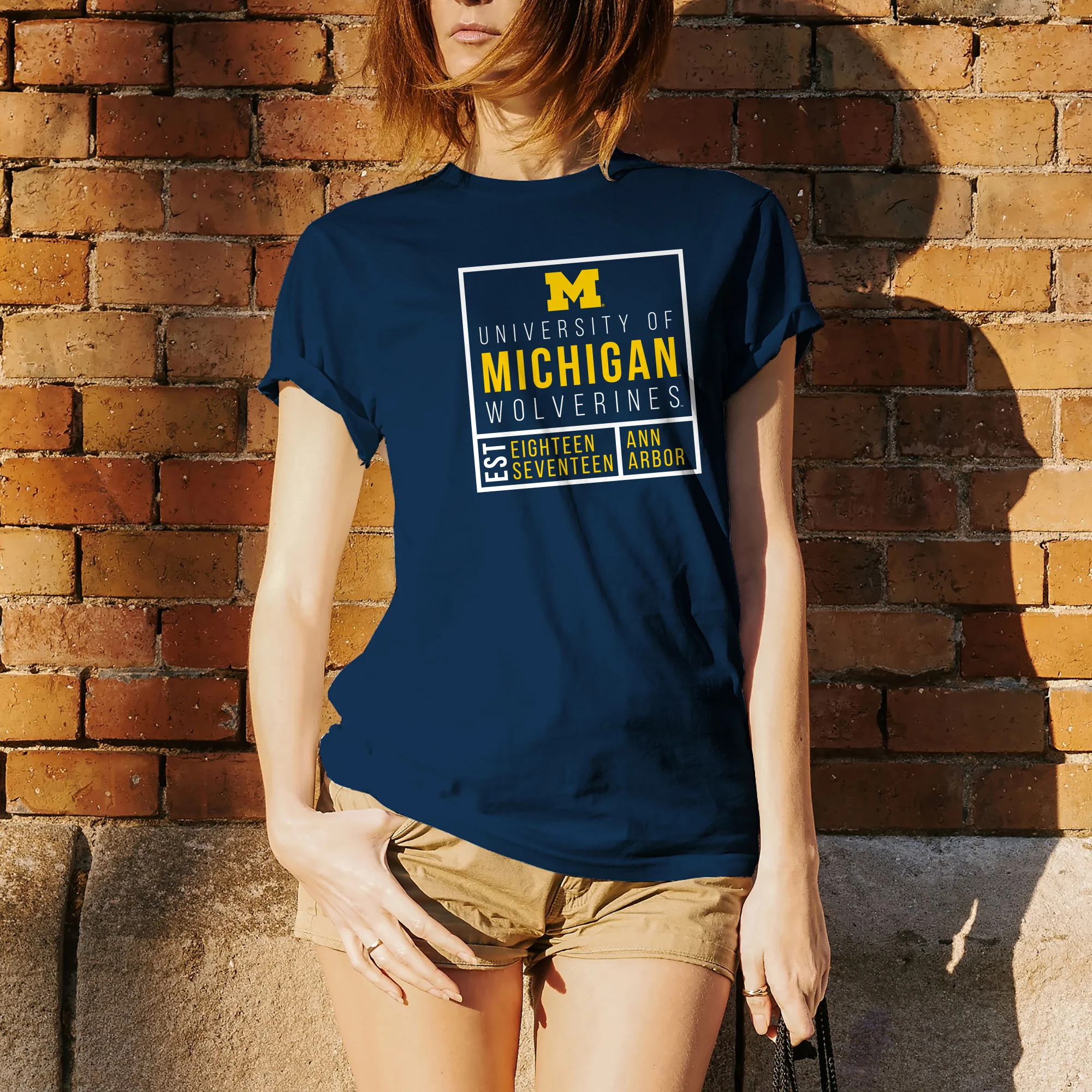 Michigan Box Label T Shirt - Navy - Image 4