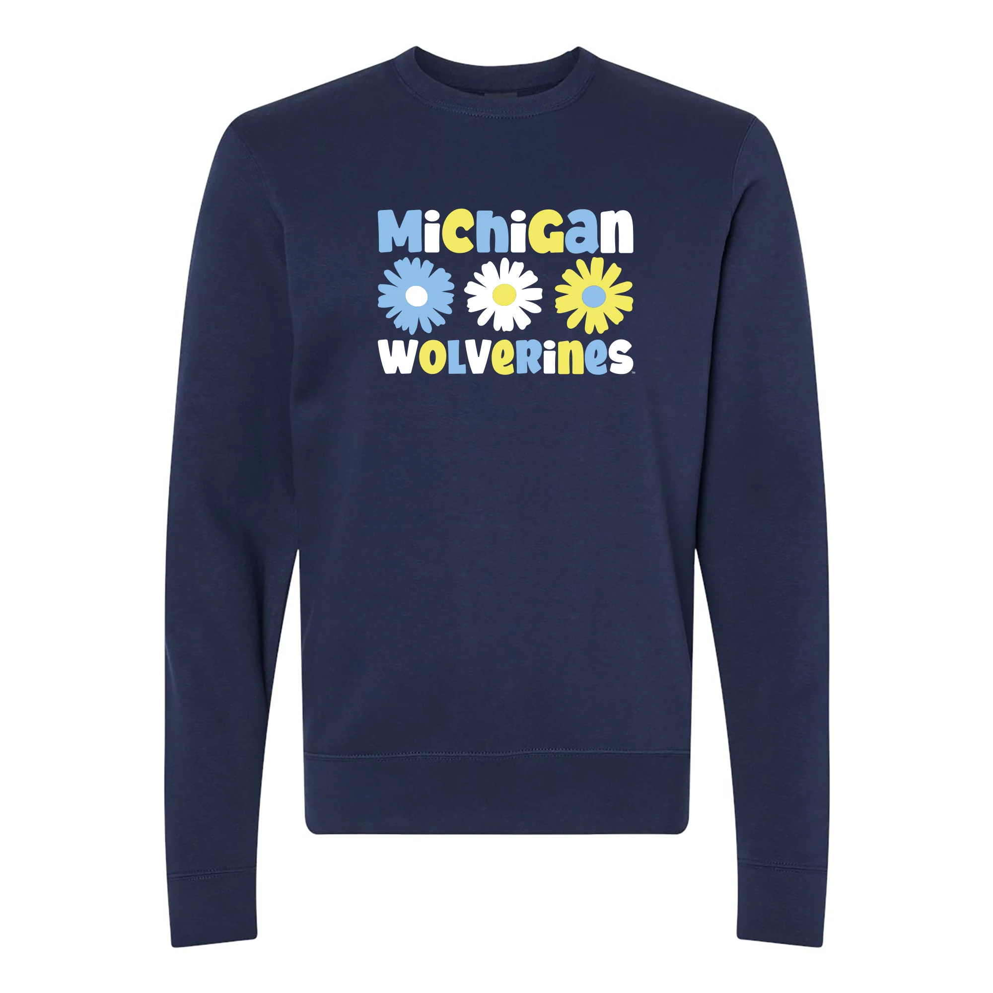 Michigan Daisy Dots JA BTB Fleece Crewneck - Navy