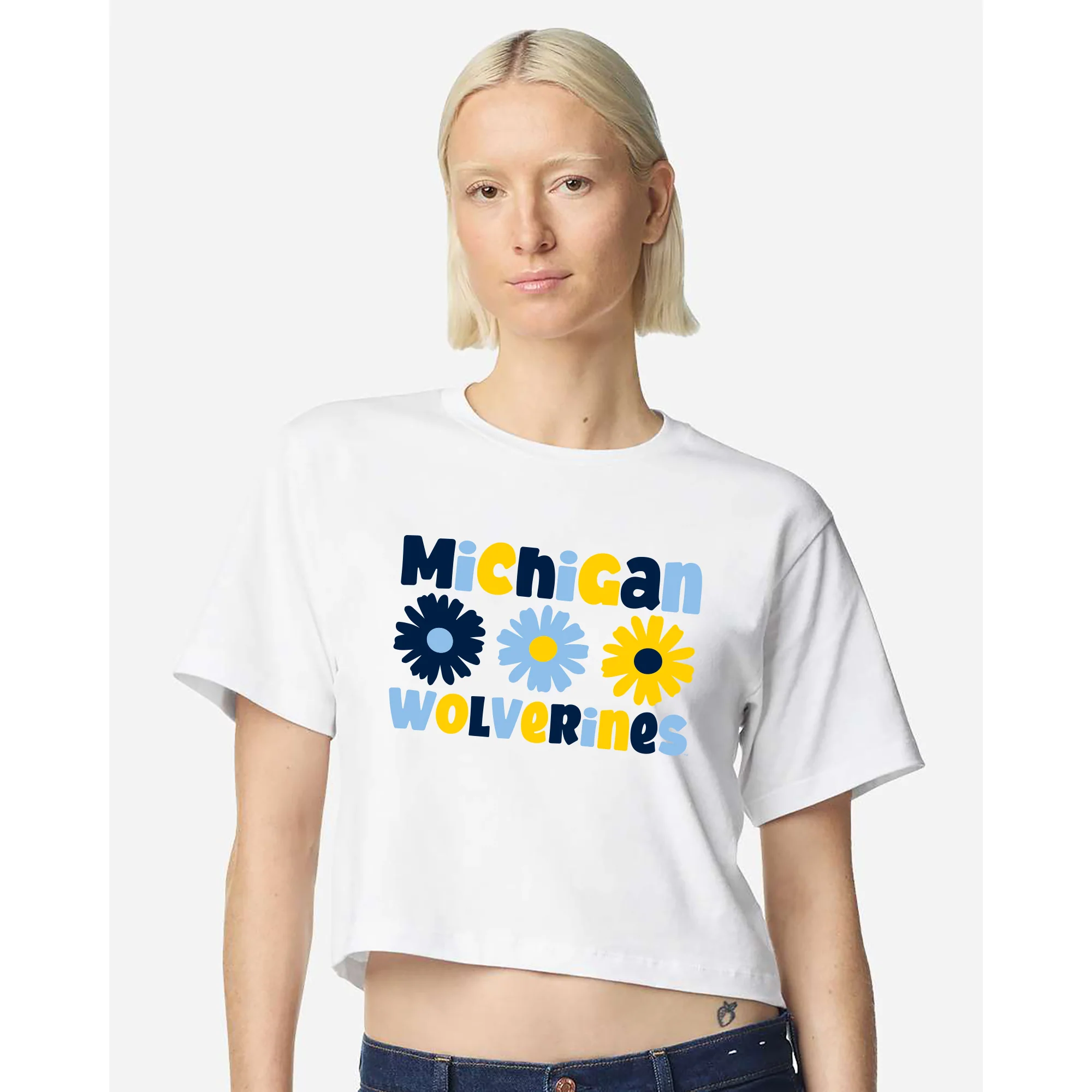 Michigan Daisy Dots Women's Fine Jersey Boxy Tee - White - Image 3