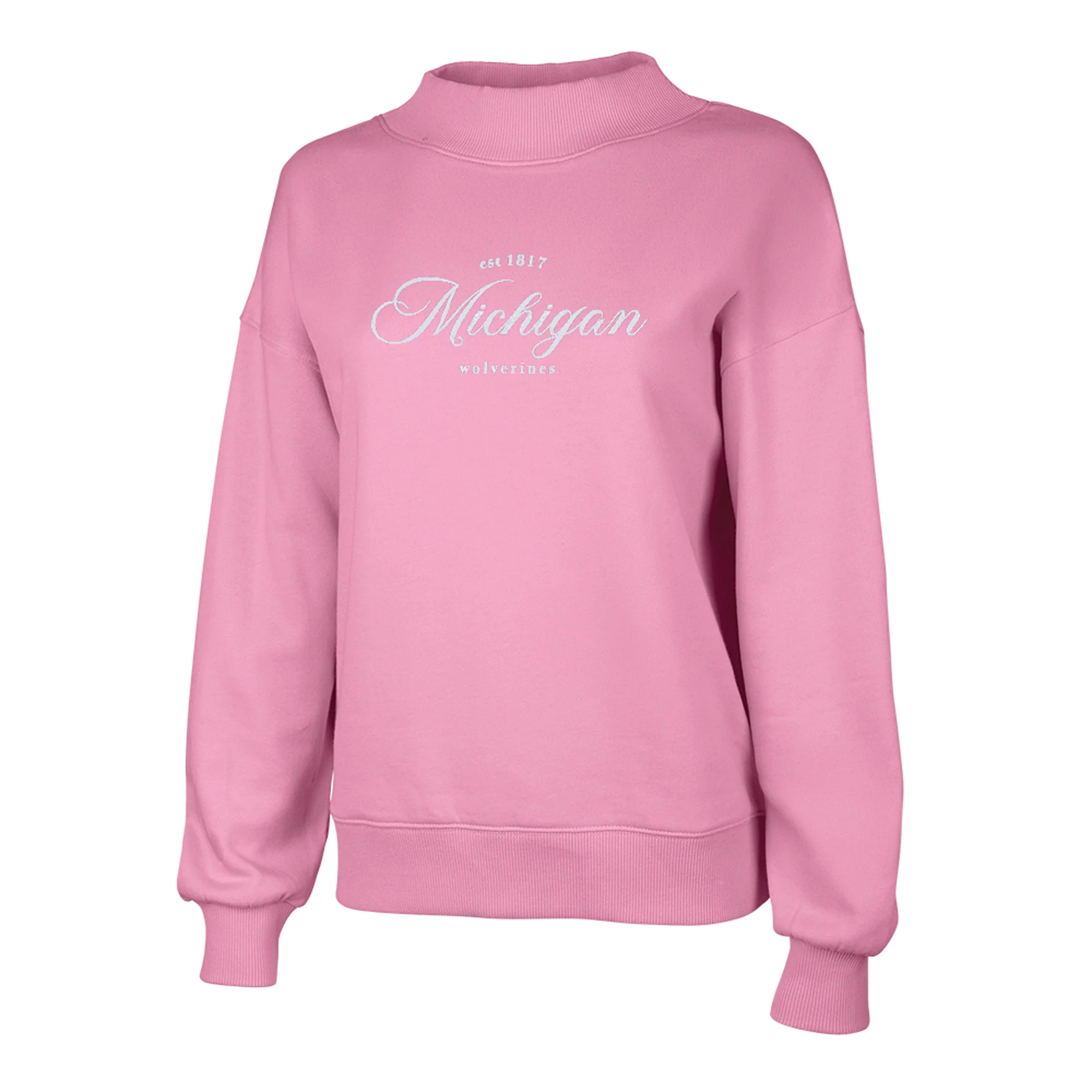 Michigan Elegant EMB Willow Mockneck Sweatshirt - Pink