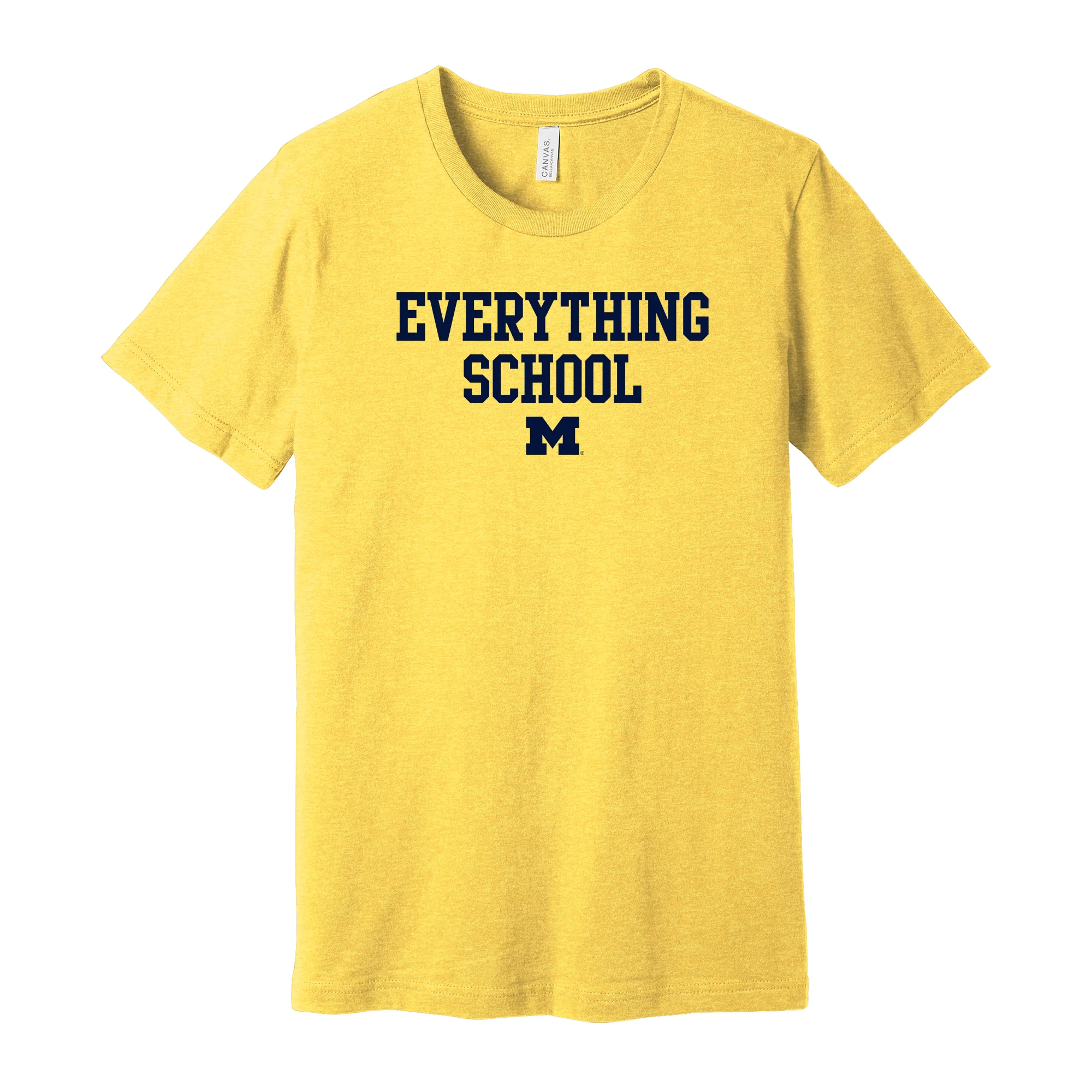 Michigan Everything School Block Canvas CVC T-Shirt - Heather Yellow Gold