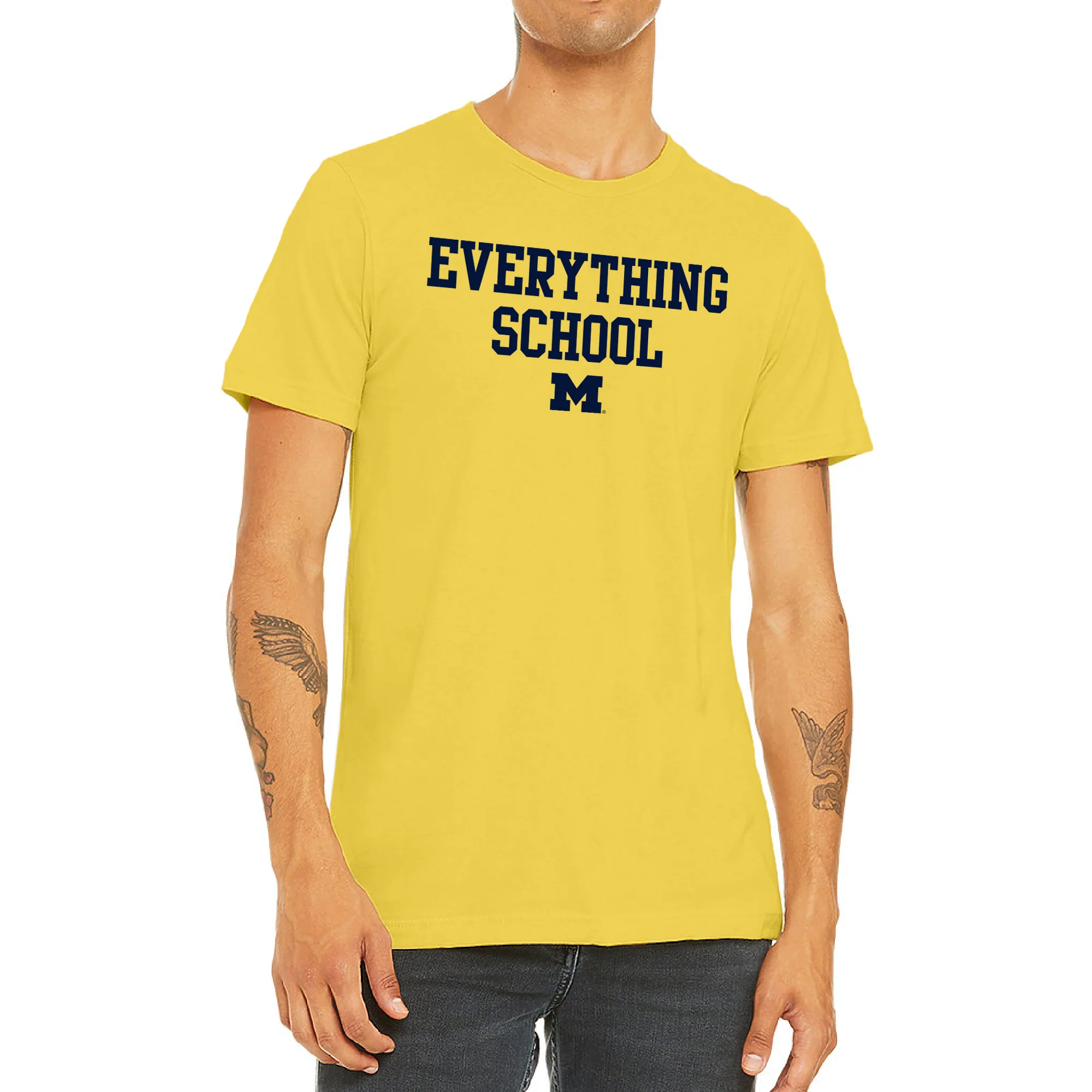 Michigan Everything School Block Canvas CVC T-Shirt - Heather Yellow Gold - Image 3