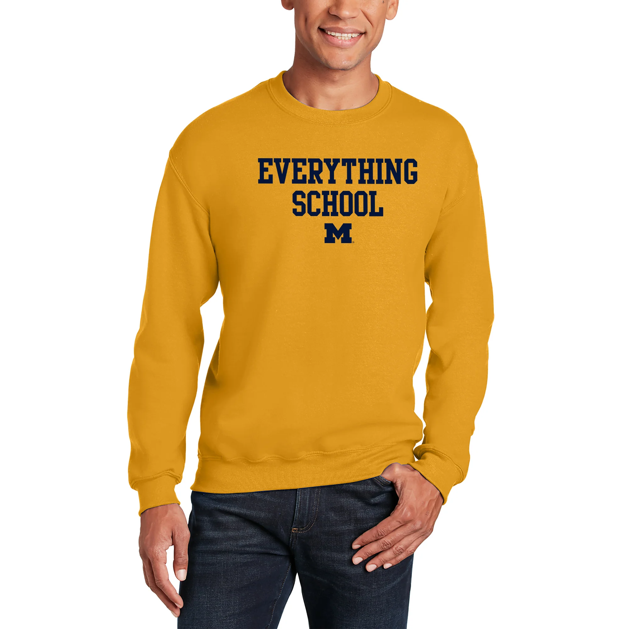 Michigan Everything School Block Crewneck Sweatshirt - Gold - Image 3