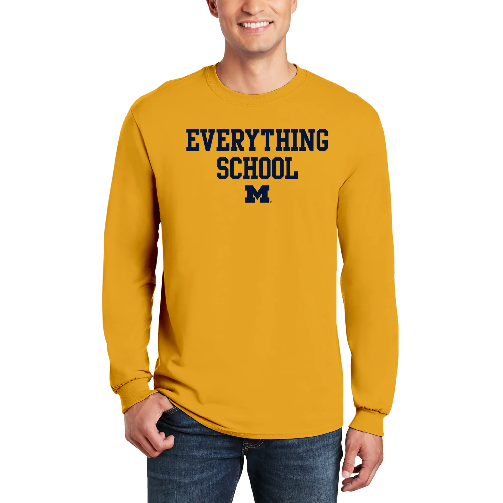 Michigan Everything School Block Longsleeve T-Shirt - Gold - Image 3