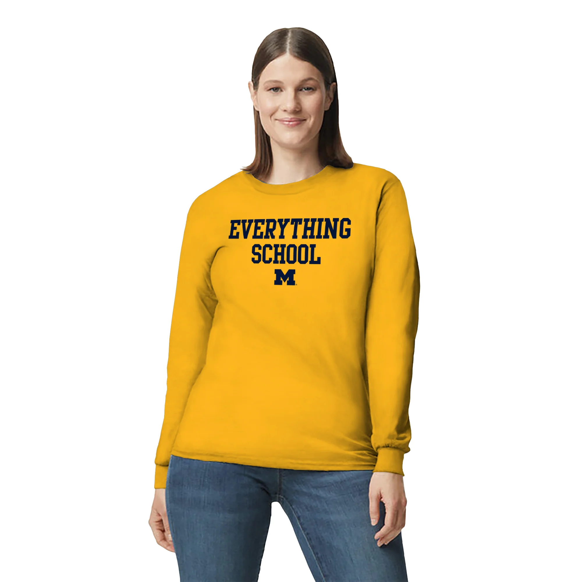 Michigan Everything School Block Longsleeve T-Shirt - Gold - Image 4