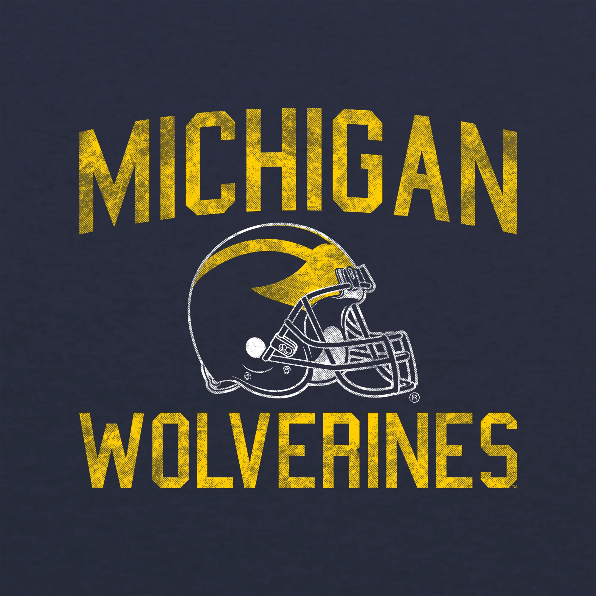 Michigan Faded Football Helmet CVC Jersey Youth T-Shirt - Heather Midnight Navy - Image 2