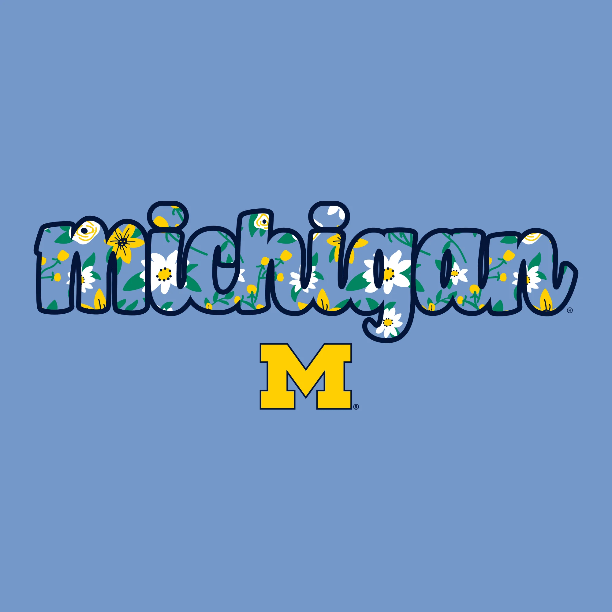 Michigan Flower Pattern State Long Sleeve - C Blue - Image 2