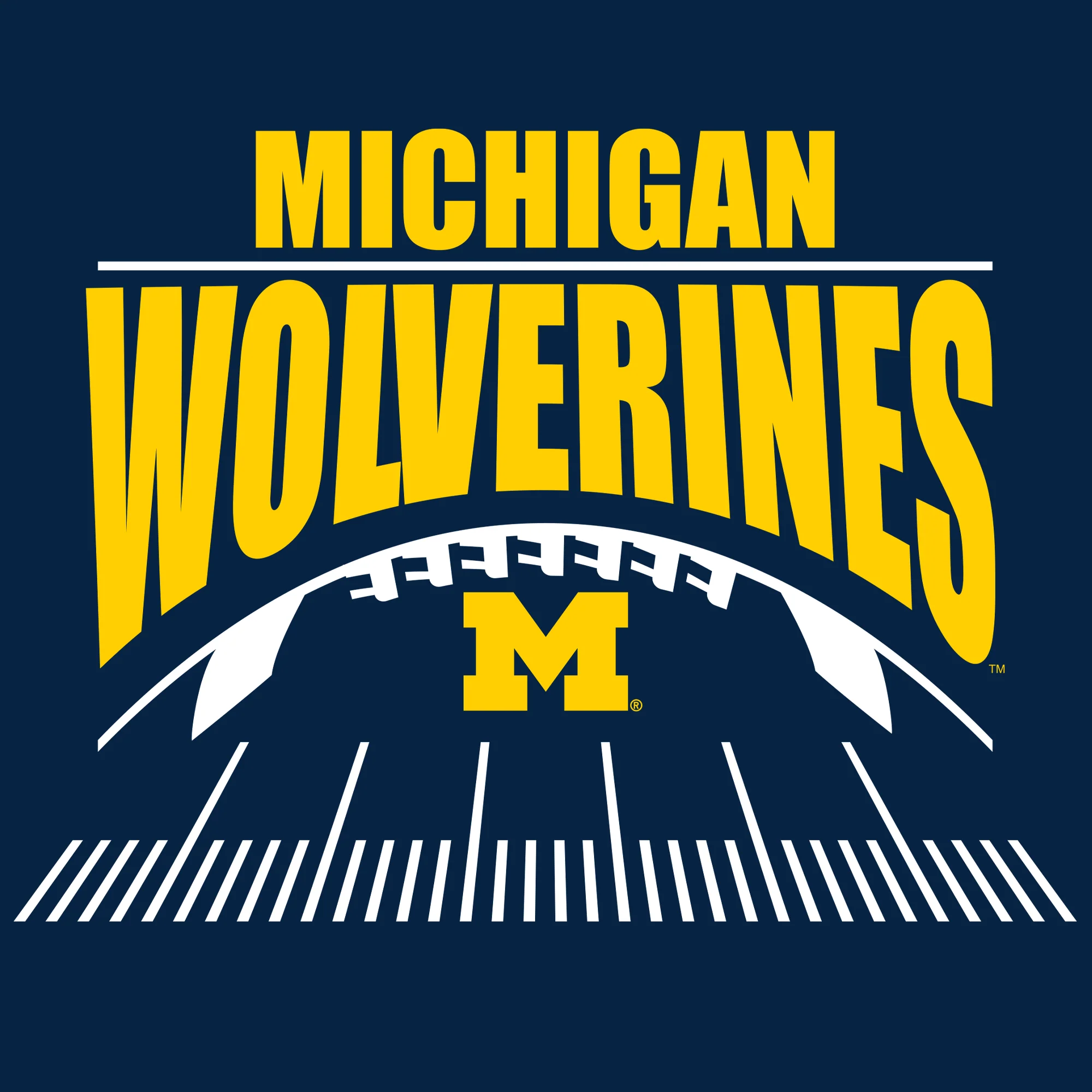 Michigan Football Field Cotton T-Shirt - Navy - Image 2