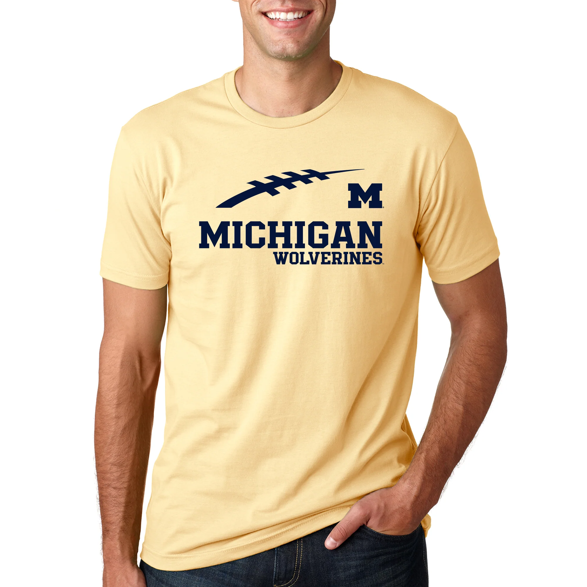 Football Horizon University of Michigan Premium Short Sleeve Tee - Banana Cream - Image 3