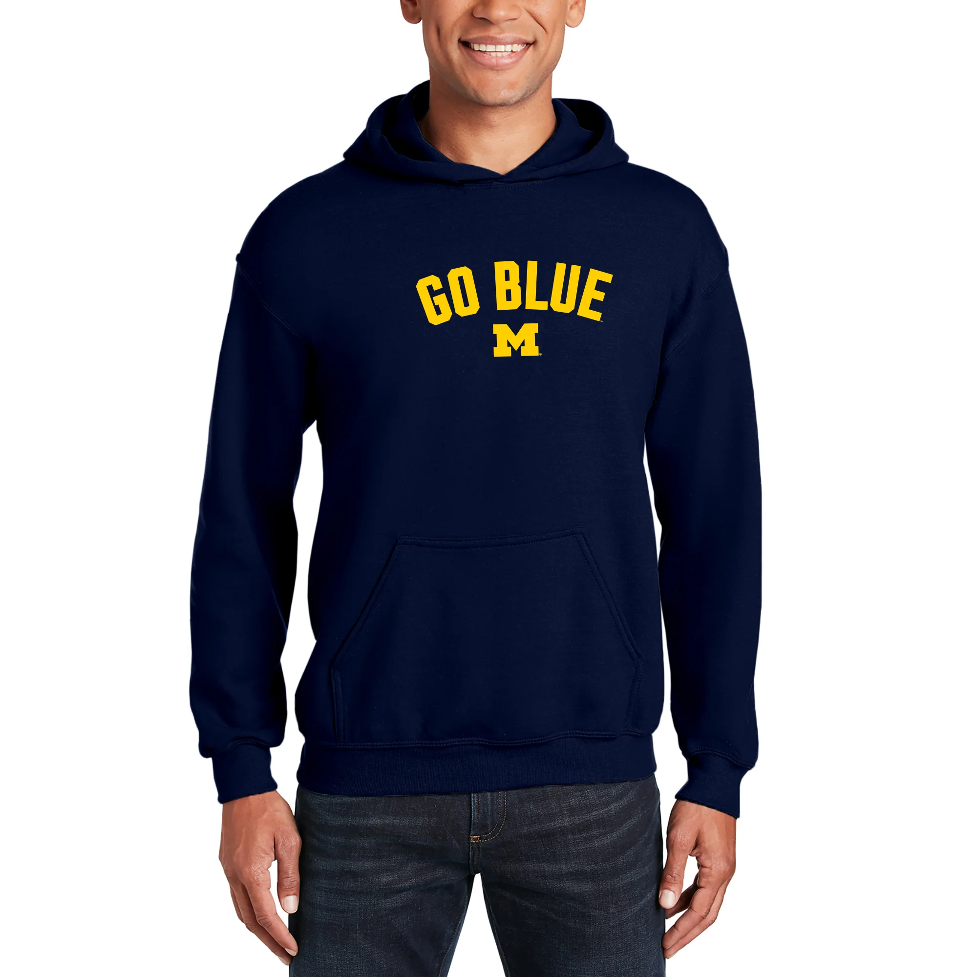 Michigan Go Blue Arc JA BTB Fleece Hoodie - Navy - Image 3