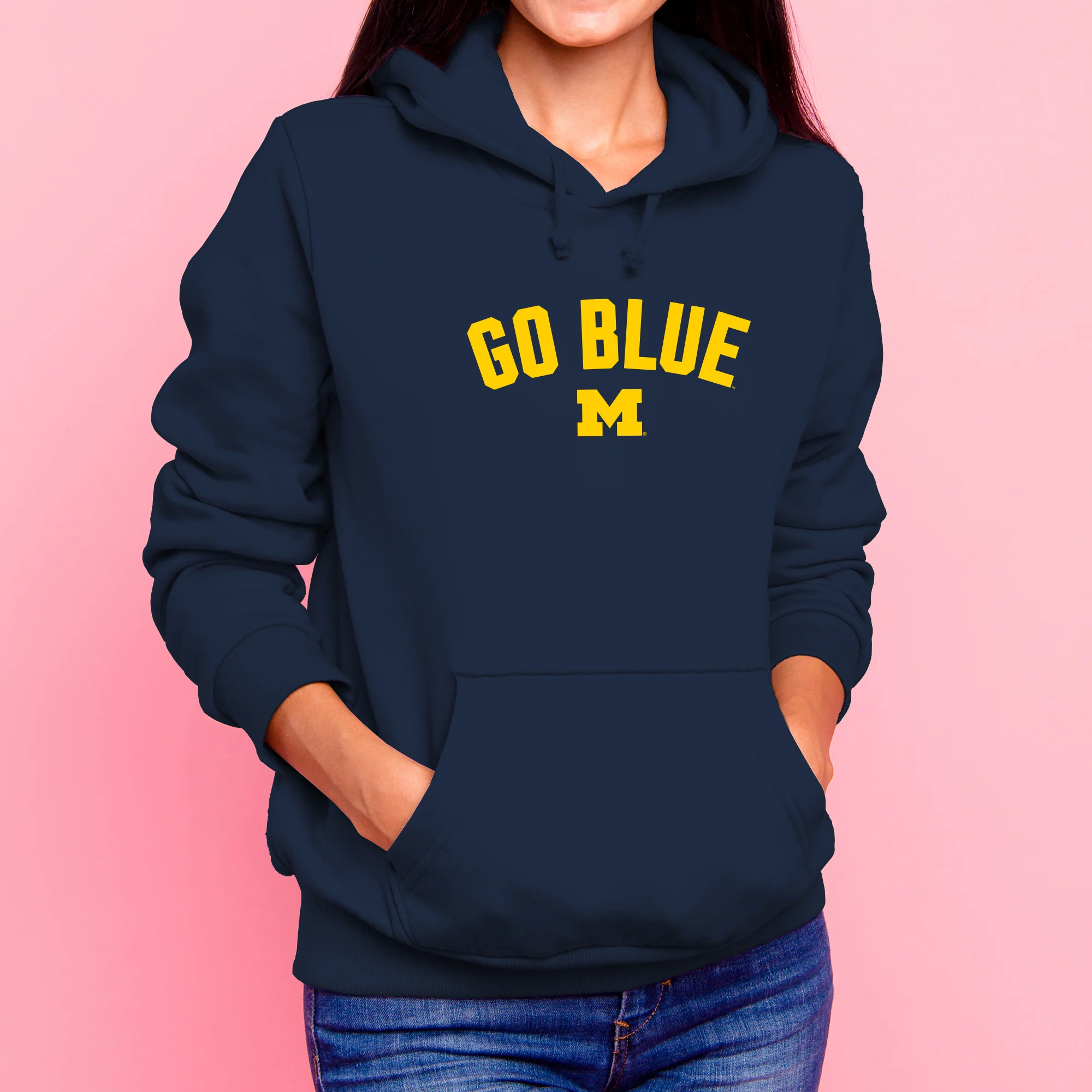 Michigan Go Blue Arc JA BTB Fleece Hoodie - Navy - Image 4